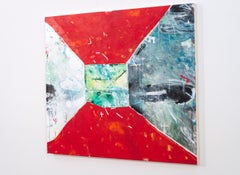 Box of Rain - red, blue, white, black, indigenous, abstract, acrylic on canvas