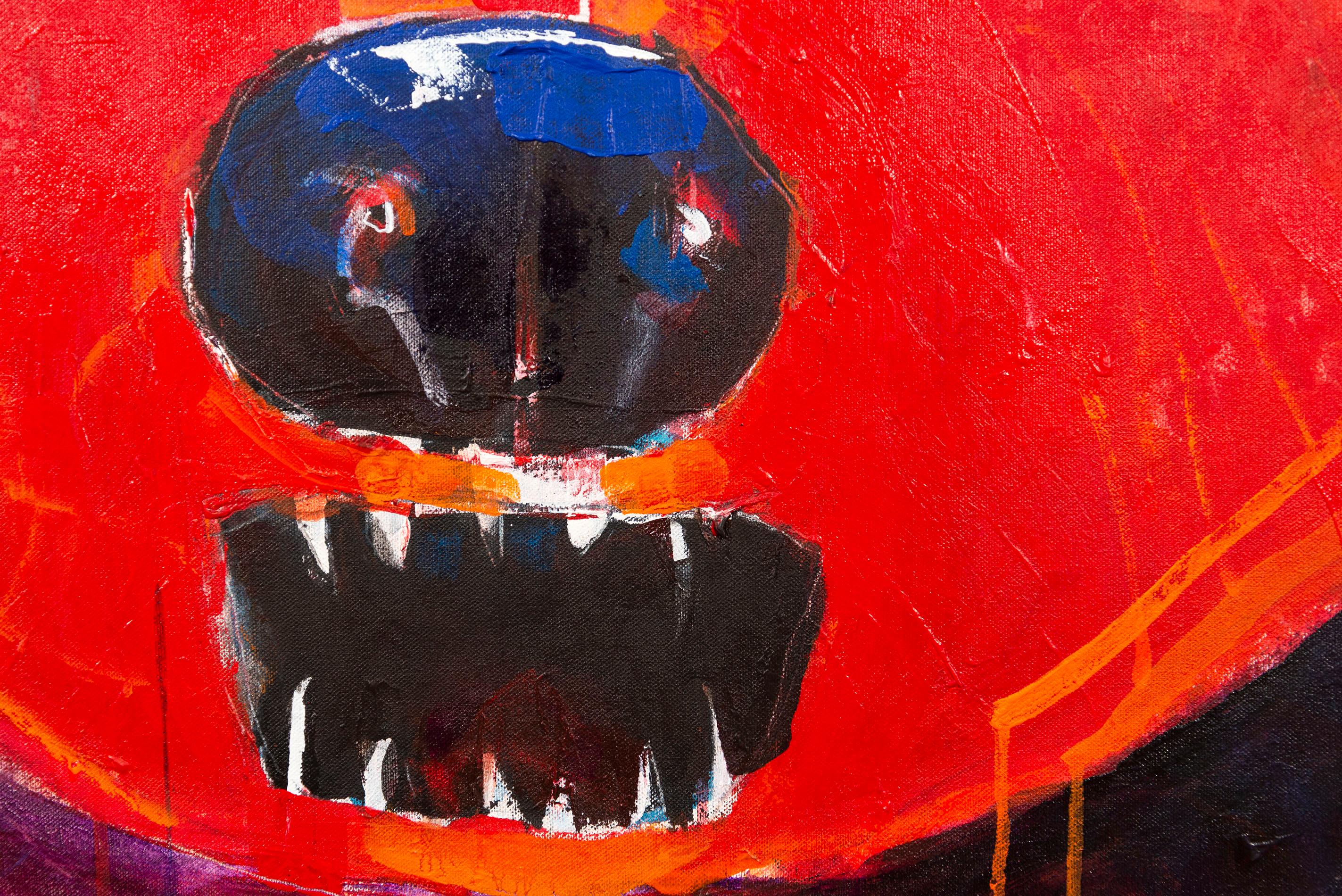 Fire Face Grizzly - colorato, animale, indigeno, figurativo, acrilico su tela - Painting Contemporaneo di Rick Rivet