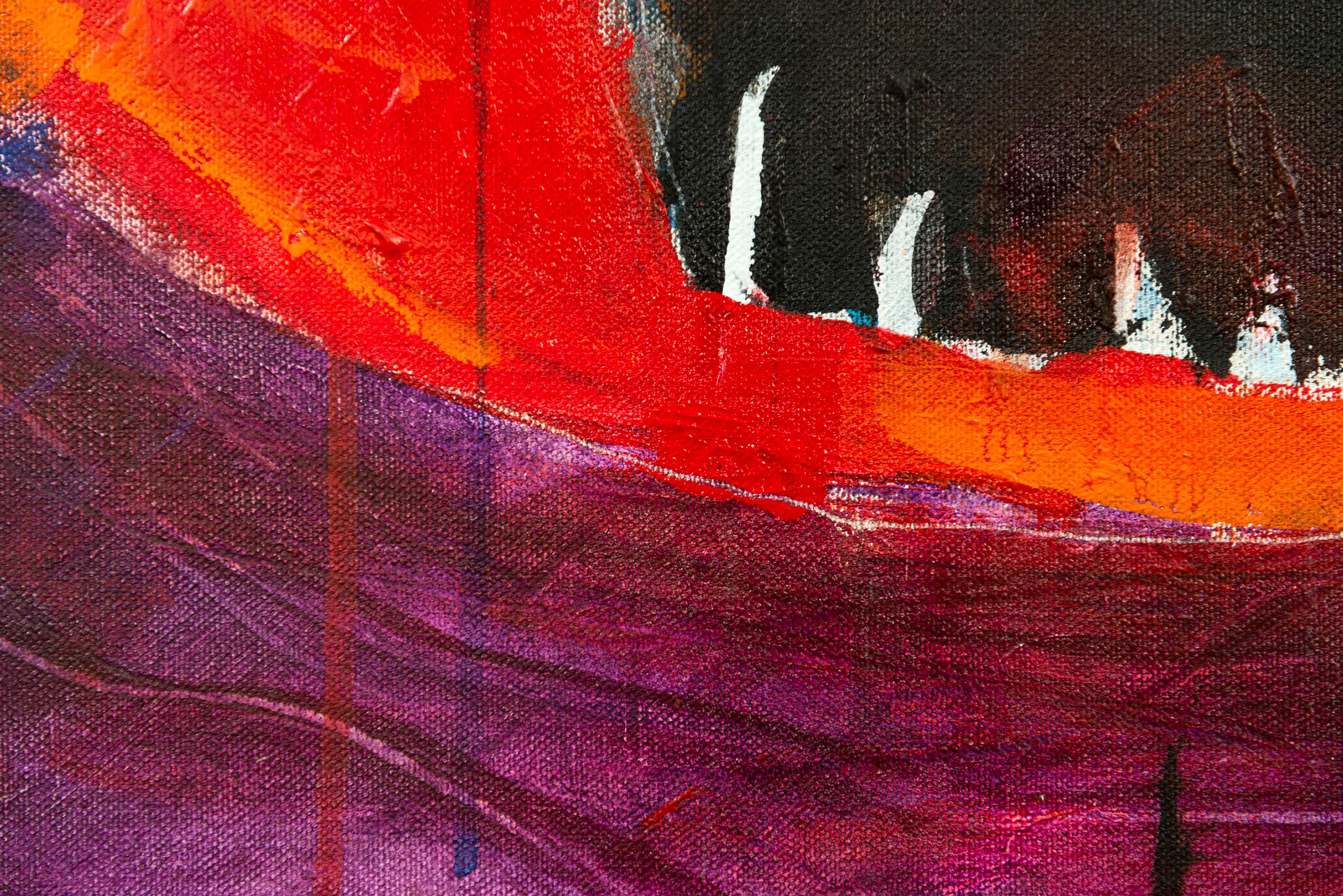 Fire Face Grizzly - colorato, animale, indigeno, figurativo, acrilico su tela in vendita 1