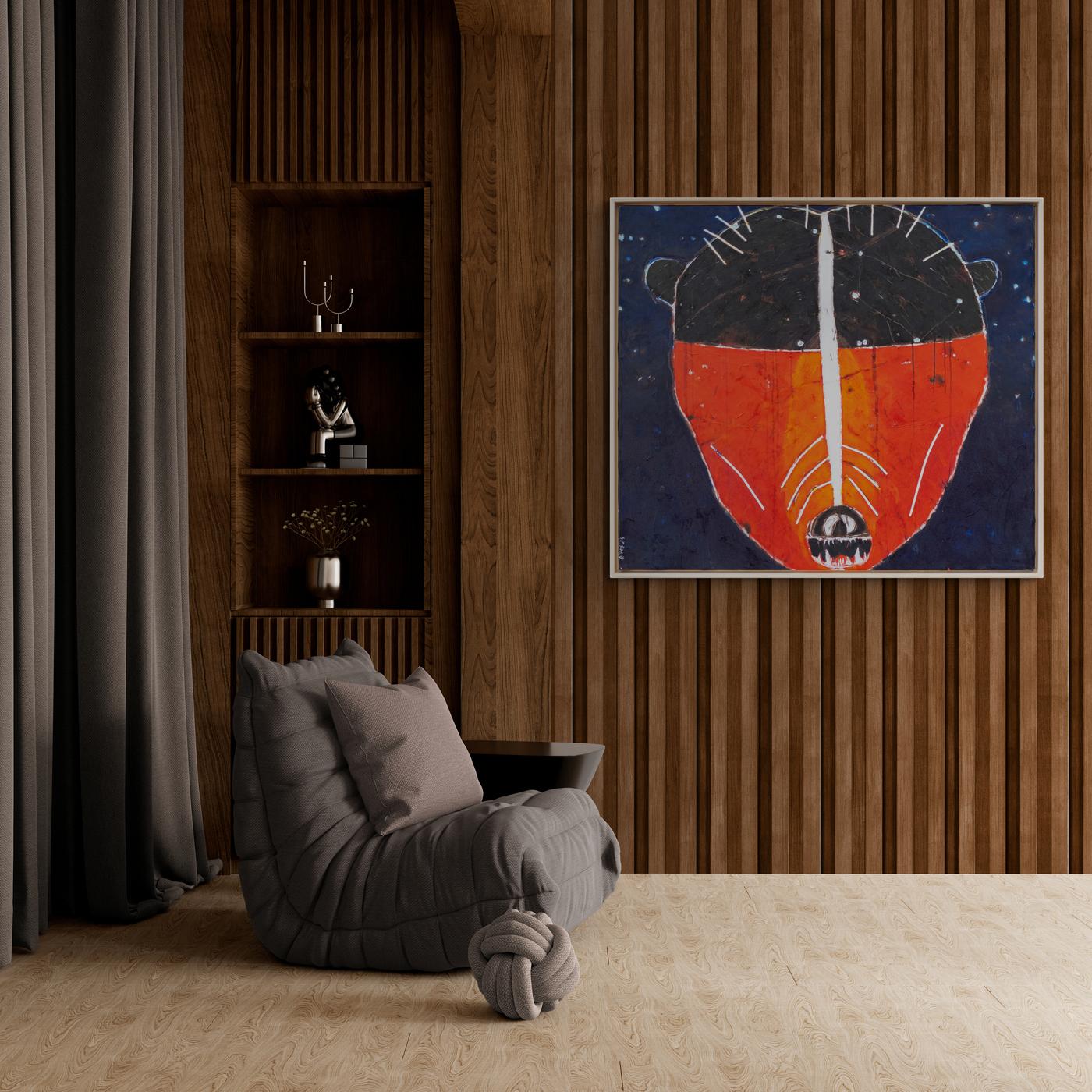 Grizzly in Ursa Major - oso, indígena, figurativo, acrílico sobre lienzo en venta 6
