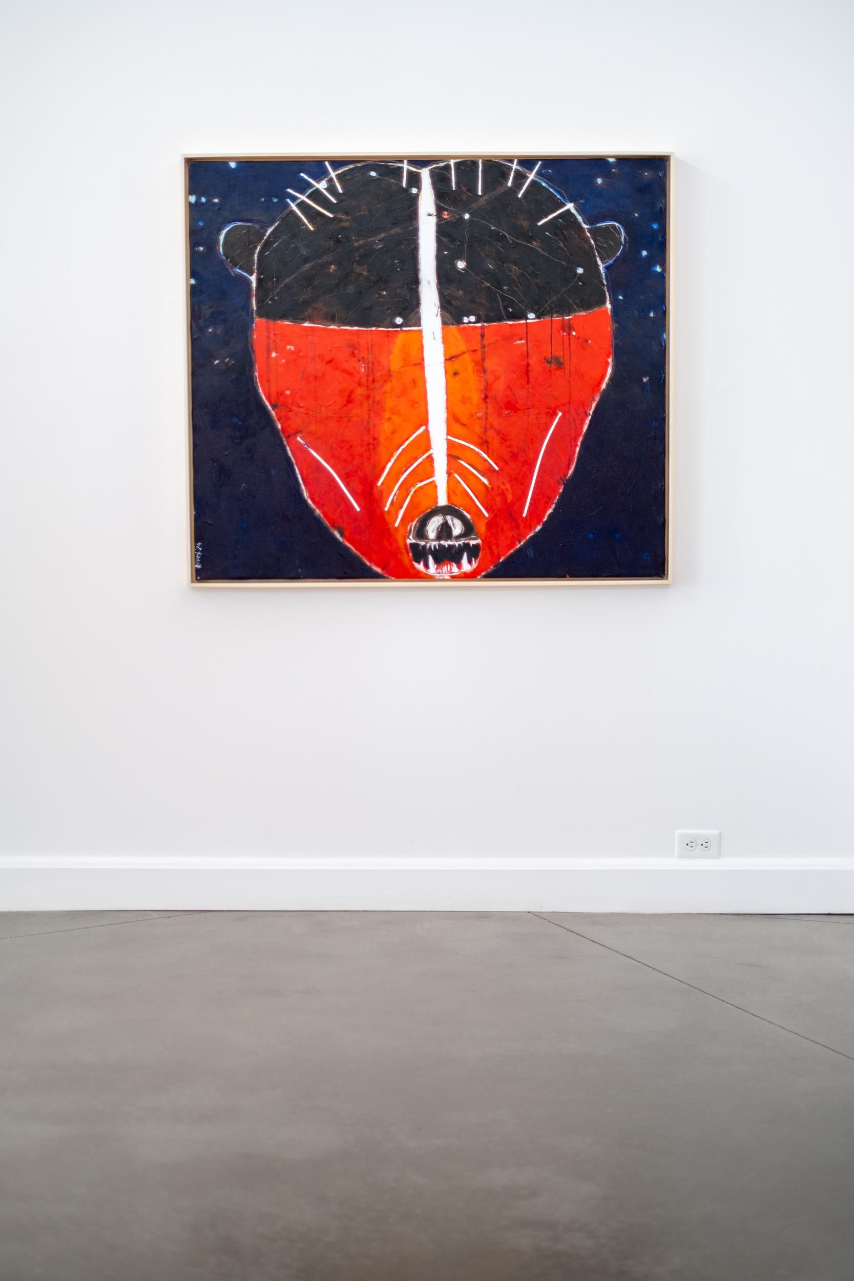 Grizzly in Ursa Major - oso, indígena, figurativo, acrílico sobre lienzo - Painting de Rick Rivet