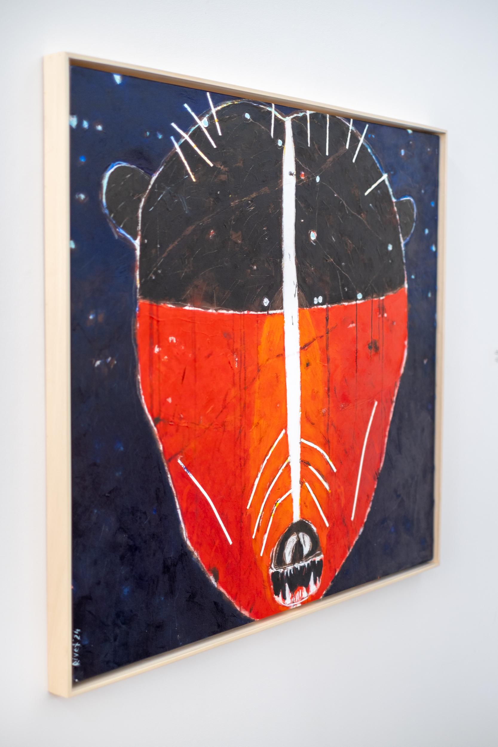 Grizzly in Ursa Major - oso, indígena, figurativo, acrílico sobre lienzo - Painting Contemporáneo de Rick Rivet
