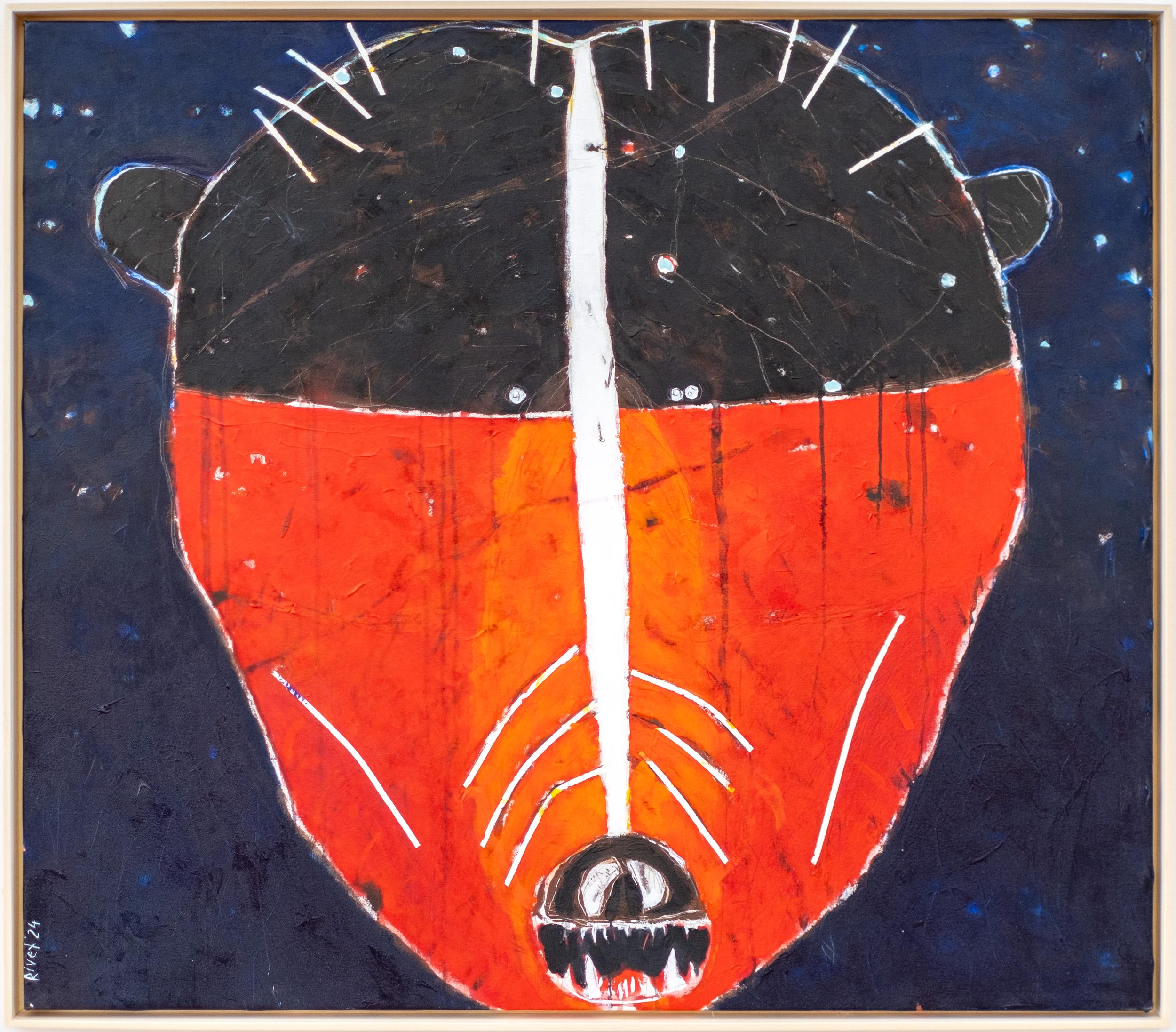 Animal Painting de Rick Rivet - Grizzly in Ursa Major - oso, indígena, figurativo, acrílico sobre lienzo