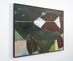 Journey No 21 - brown, green, black, indigenous, abstract, acrylic on canvas