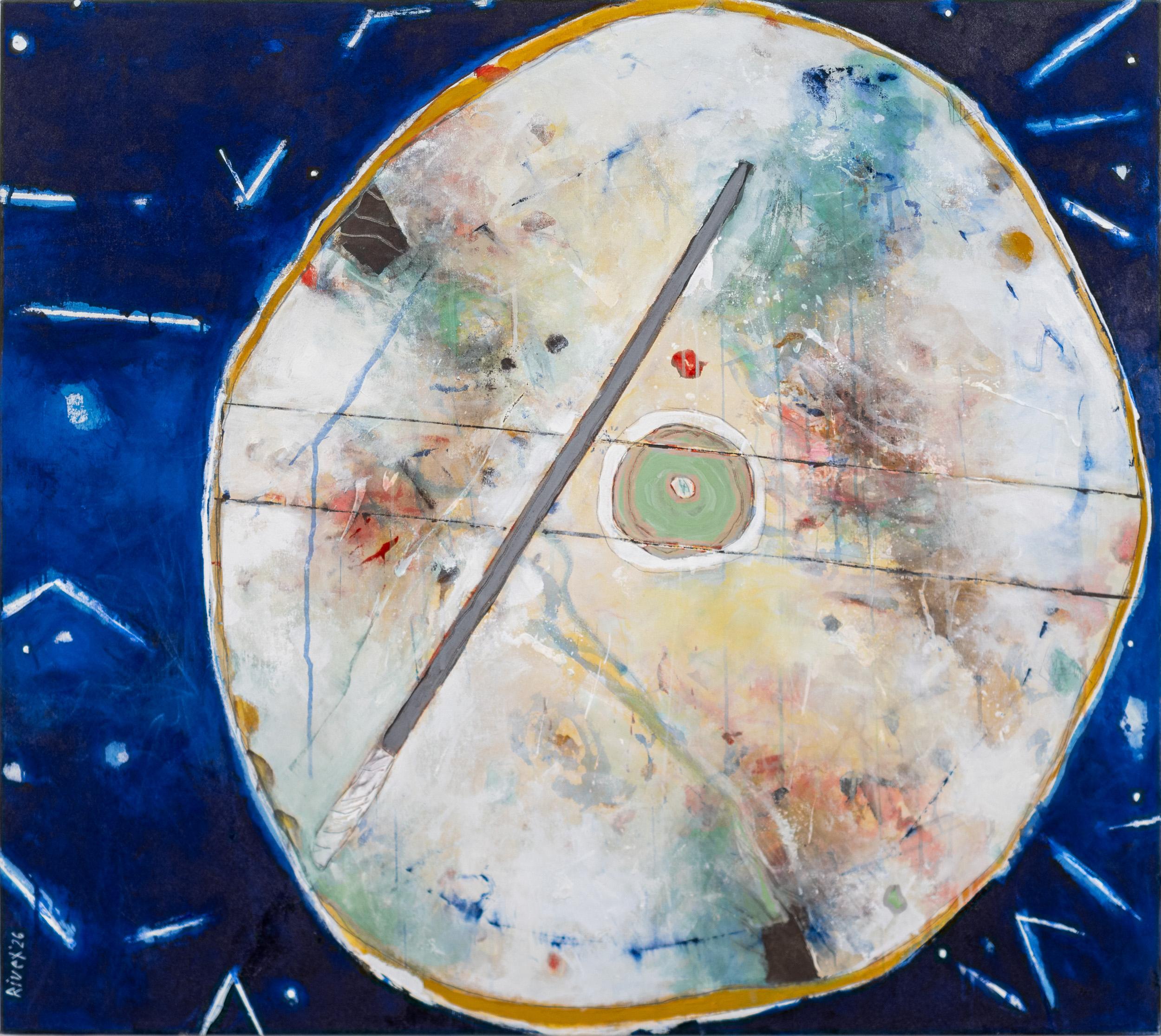 „Moon Drum“ – Acrylgemälde, zeitgenössischer Stil, 2010er Jahre, signiert, 122 x 109 cm