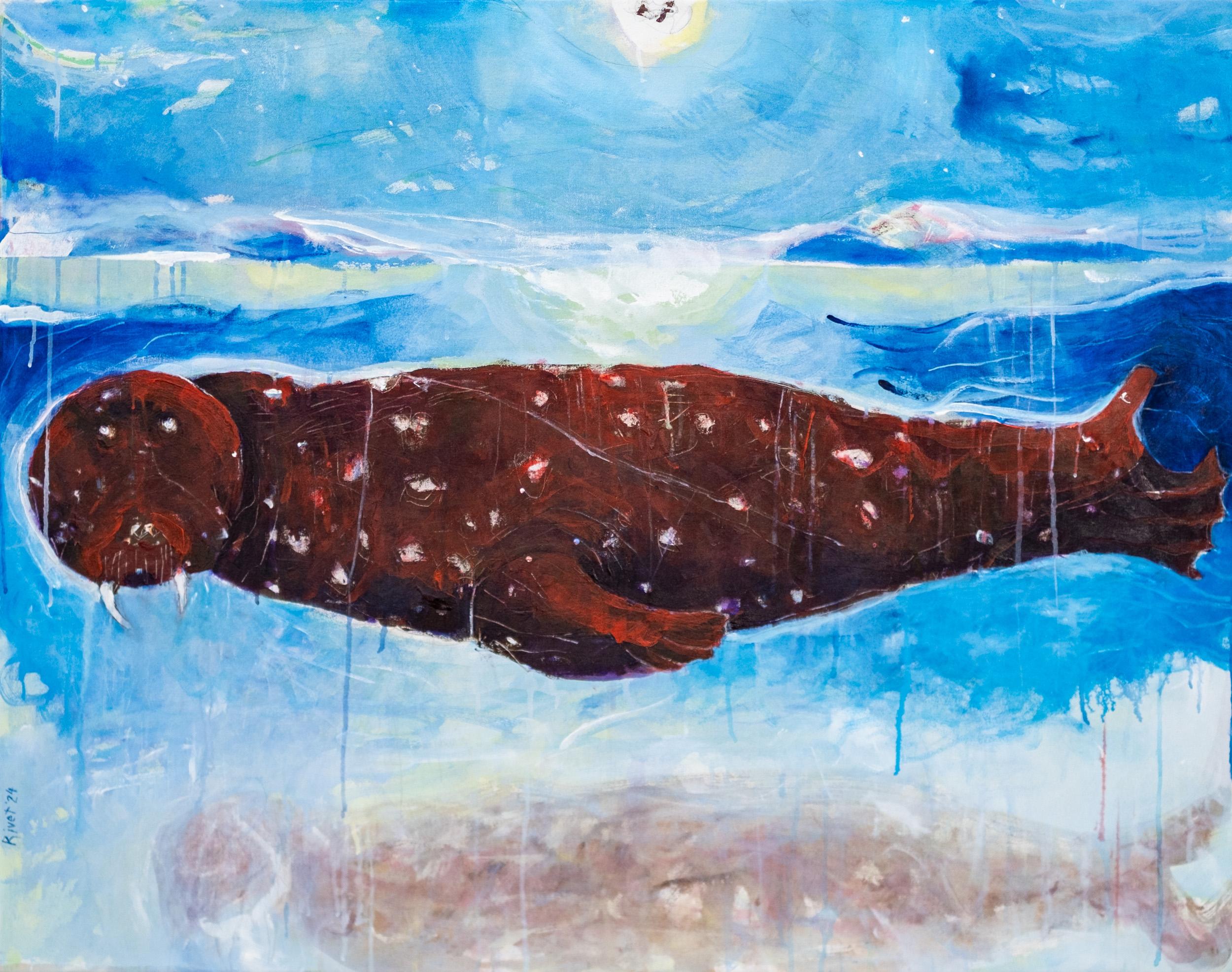 Abstract Painting de Rick Rivet - Ser del Norte - contemporáneo, figurativo, indígena, acrílico sobre lienzo