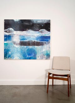 Northwest Passage-6 - blue, black, indigenous, abstract, acrylic on canvas