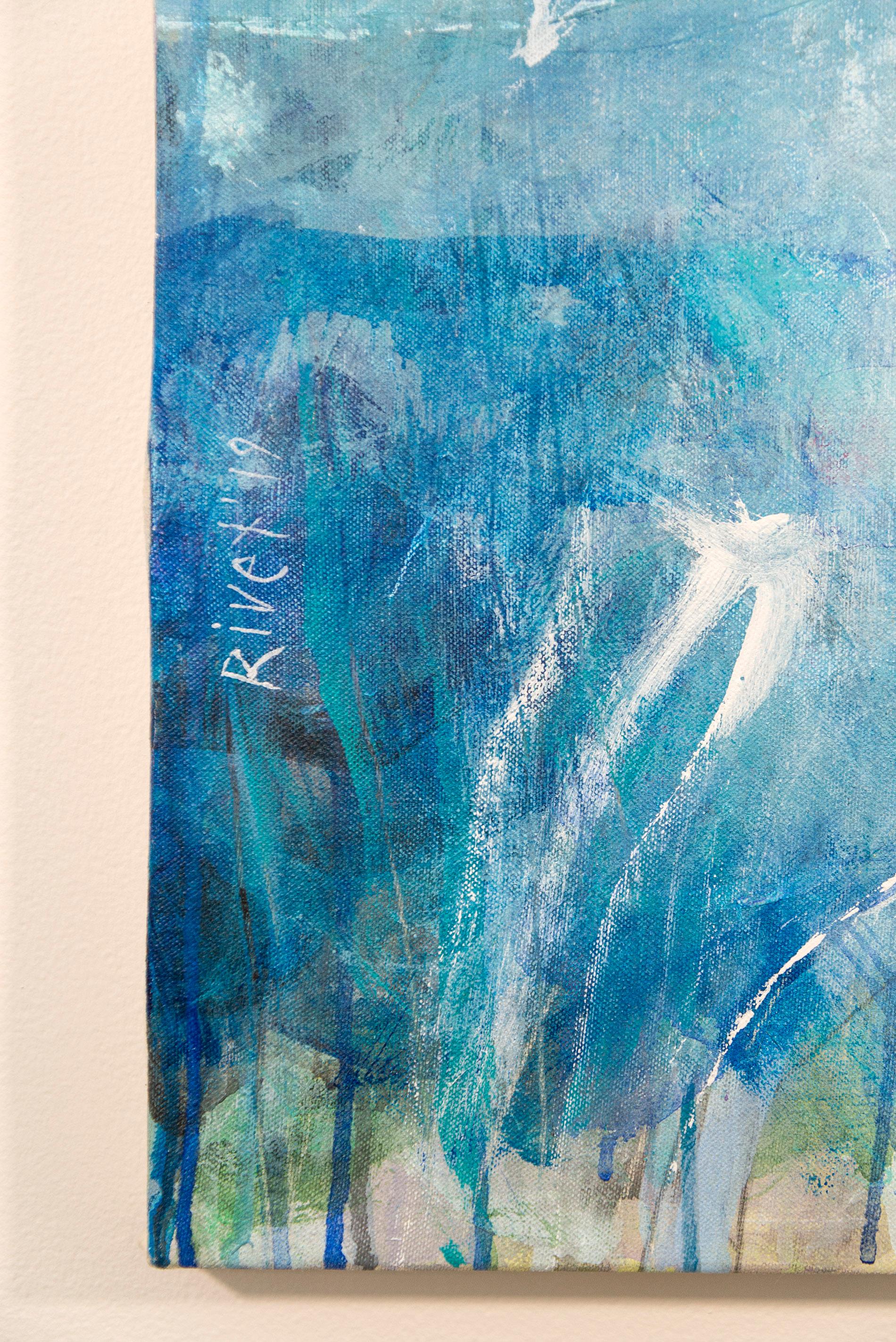 Paso del Noroeste-6 - azul, negro, indígena, abstracto, acrílico sobre lienzo en venta 3