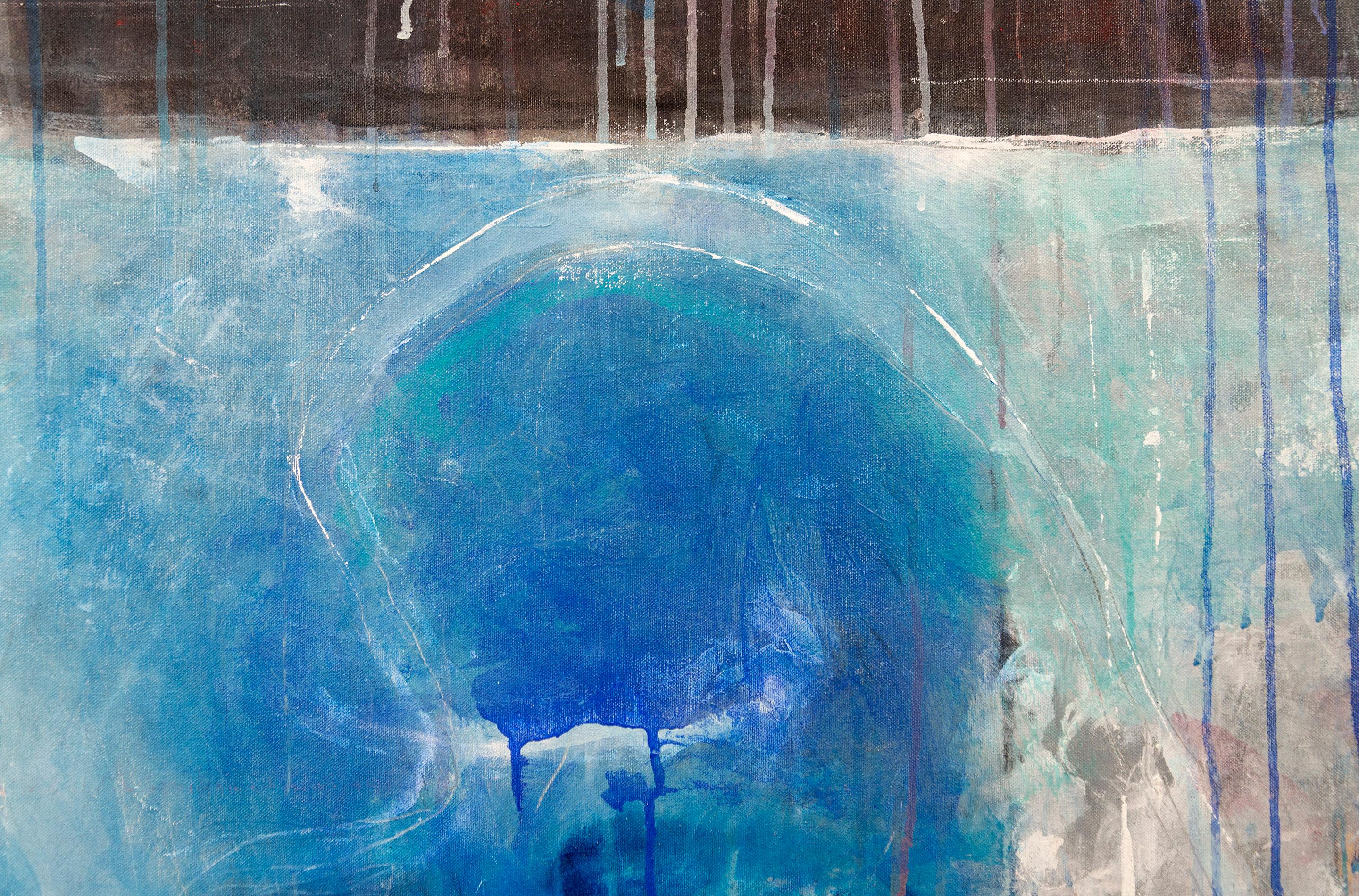 Paso del Noroeste-6 - azul, negro, indígena, abstracto, acrílico sobre lienzo en venta 4
