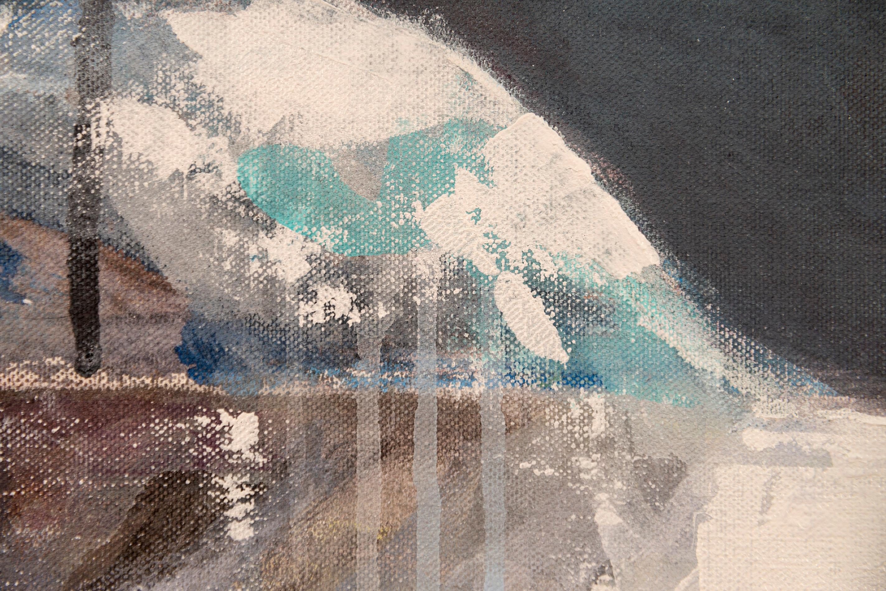 Paso del Noroeste-6 - azul, negro, indígena, abstracto, acrílico sobre lienzo en venta 5