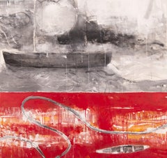 Northwest Passage No 10 - red, black, indigenous, abstract, acrylic on canvas