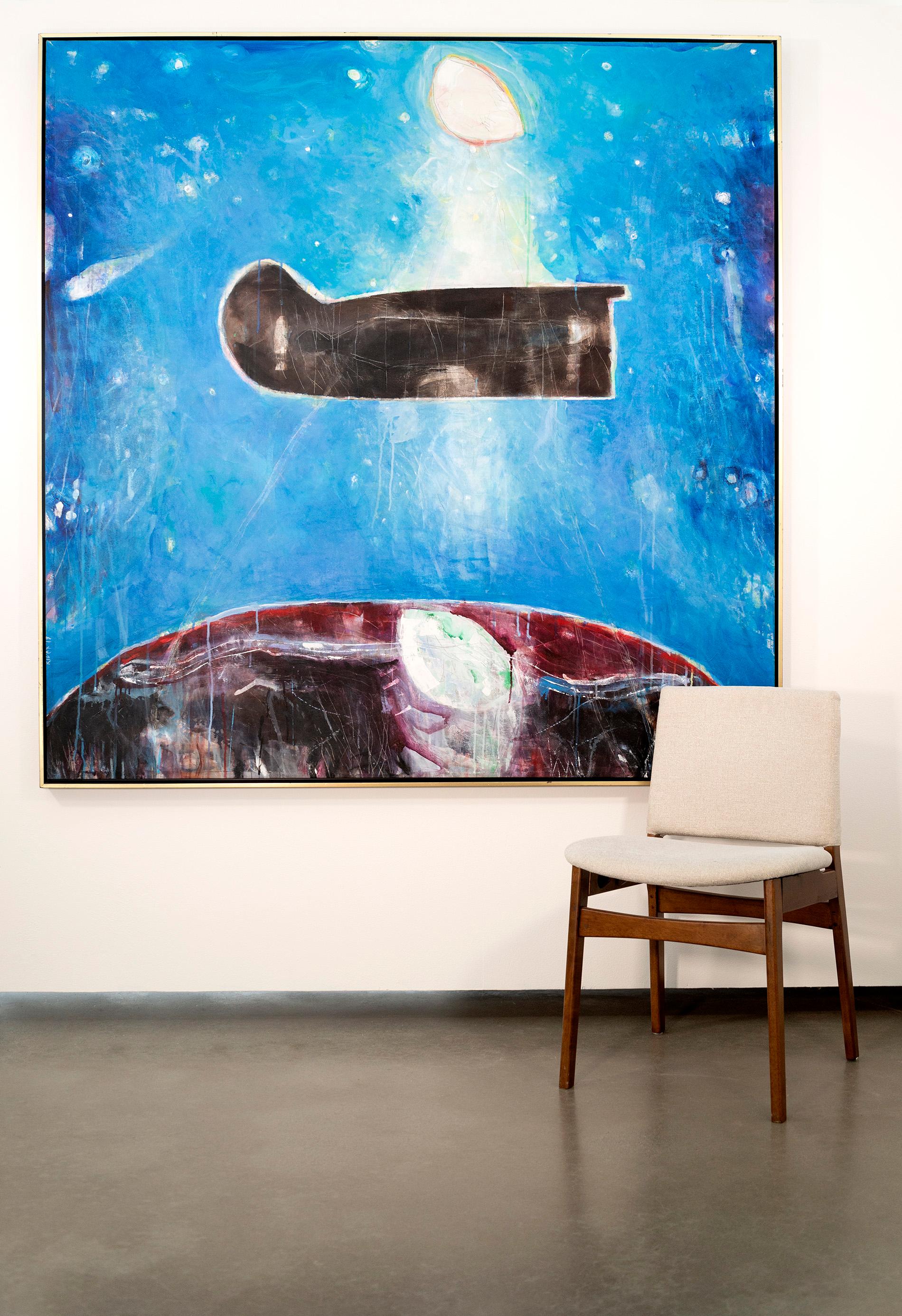 Northwest Passage No 5 - blue, black, indigenous, abstract, acrylic on canvas 6