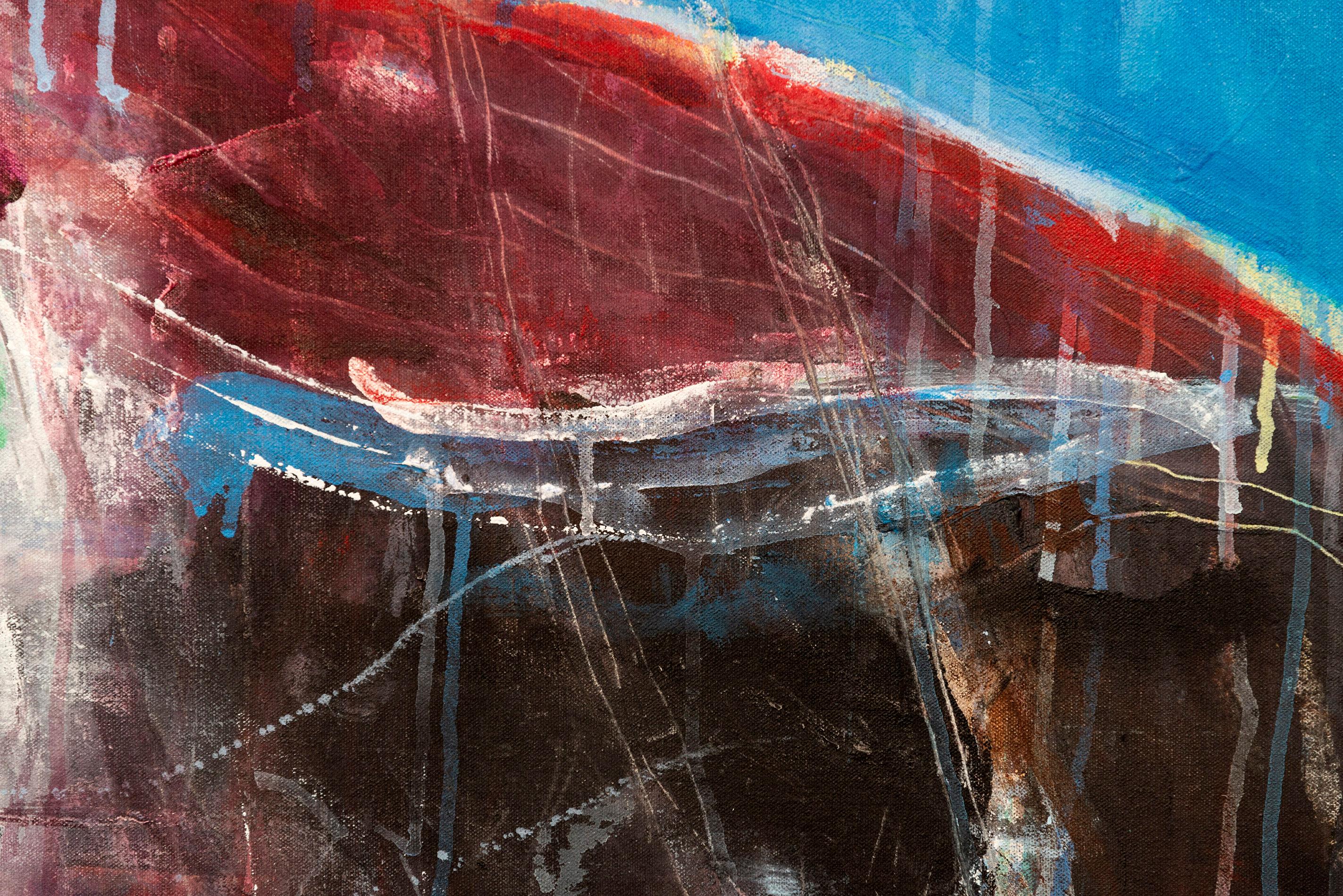 Northwest Passage No 5 - blue, black, indigenous, abstract, acrylic on canvas 2