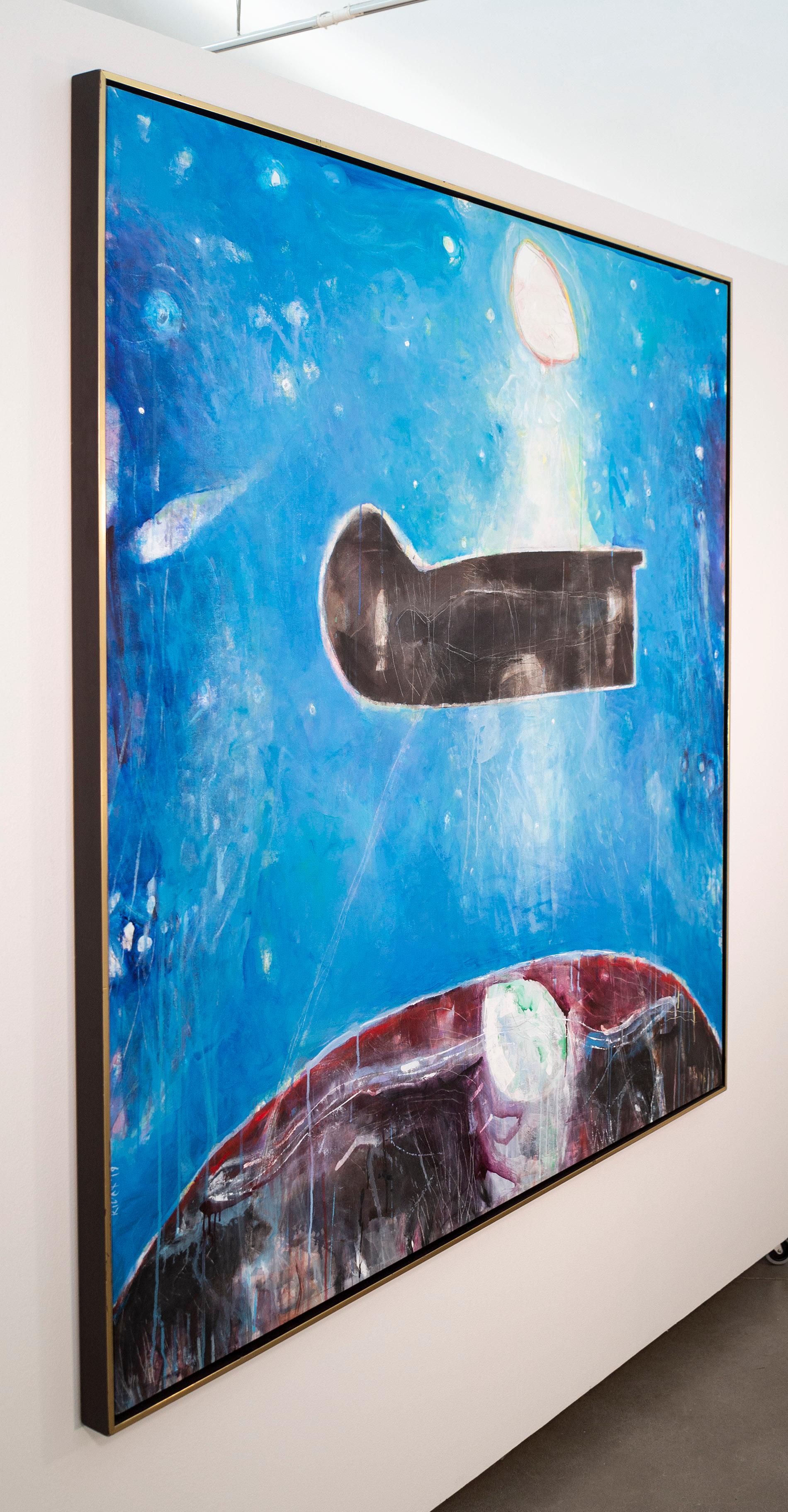 Northwest Passage No 5 - blue, black, indigenous, abstract, acrylic on canvas 5