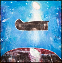 Northwest Passage No 5 - blue, black, indigenous, abstract, acrylic on canvas