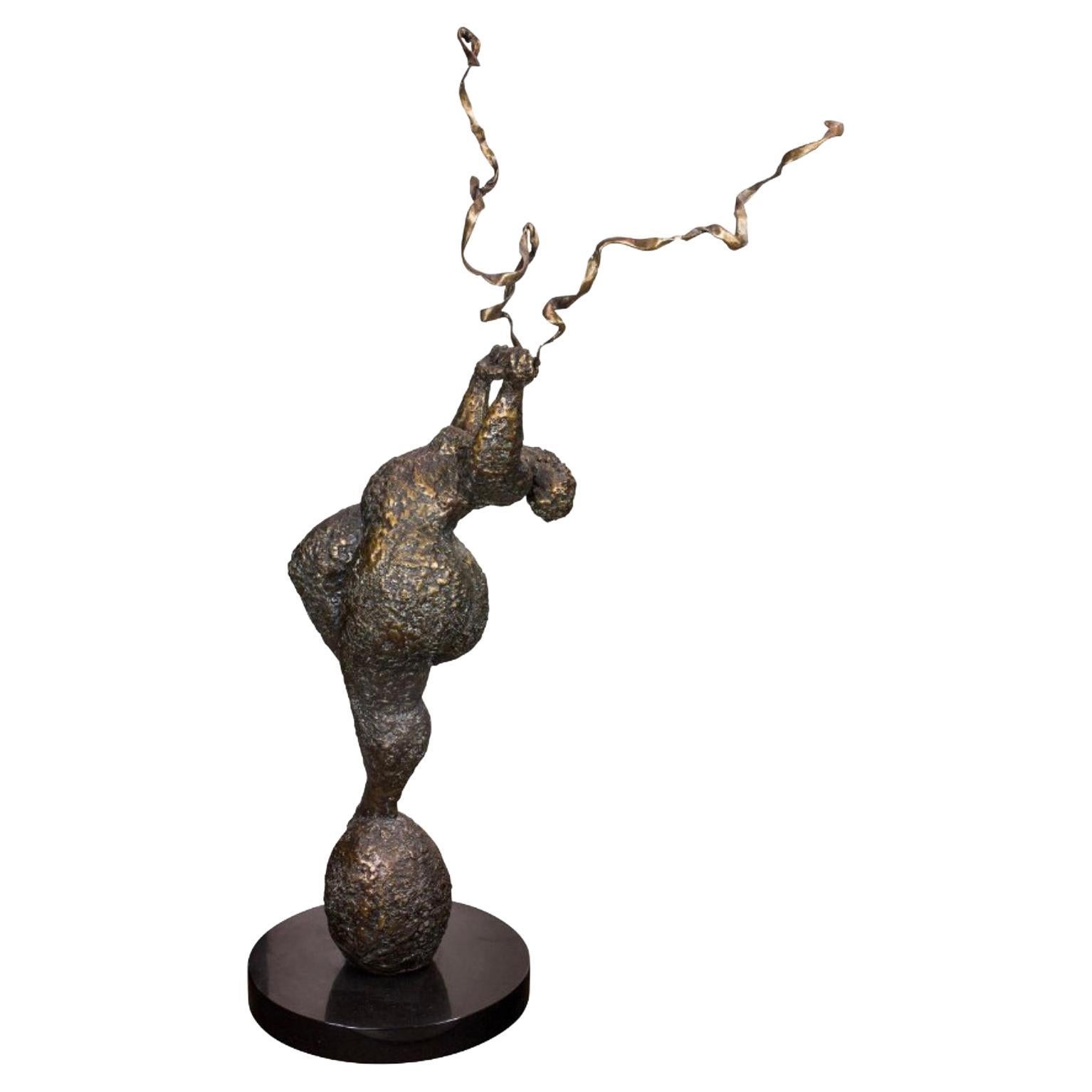 Ramona Rowley - Grande sculpture en bronze d'un nu dansant
