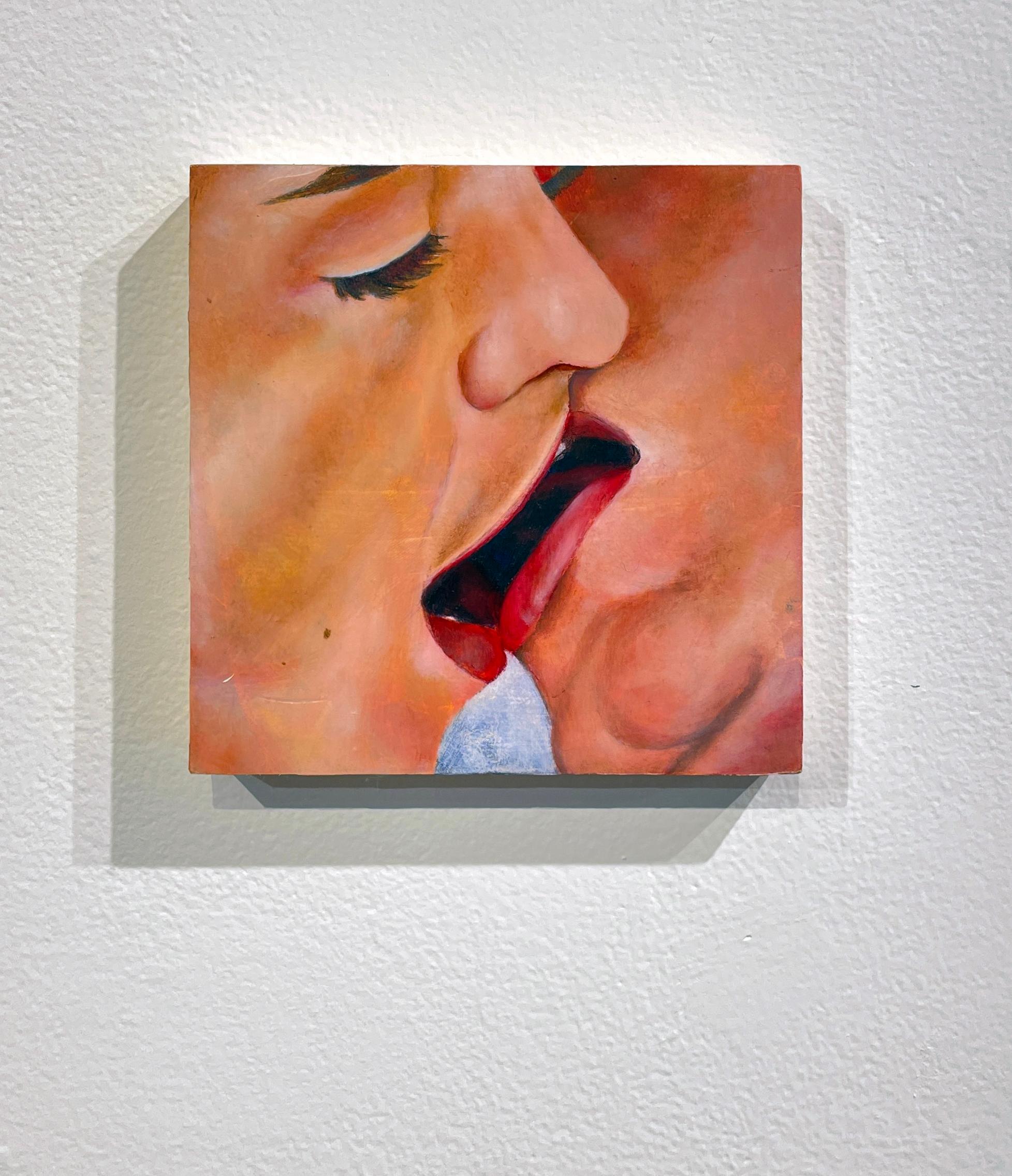 couple kissing painting