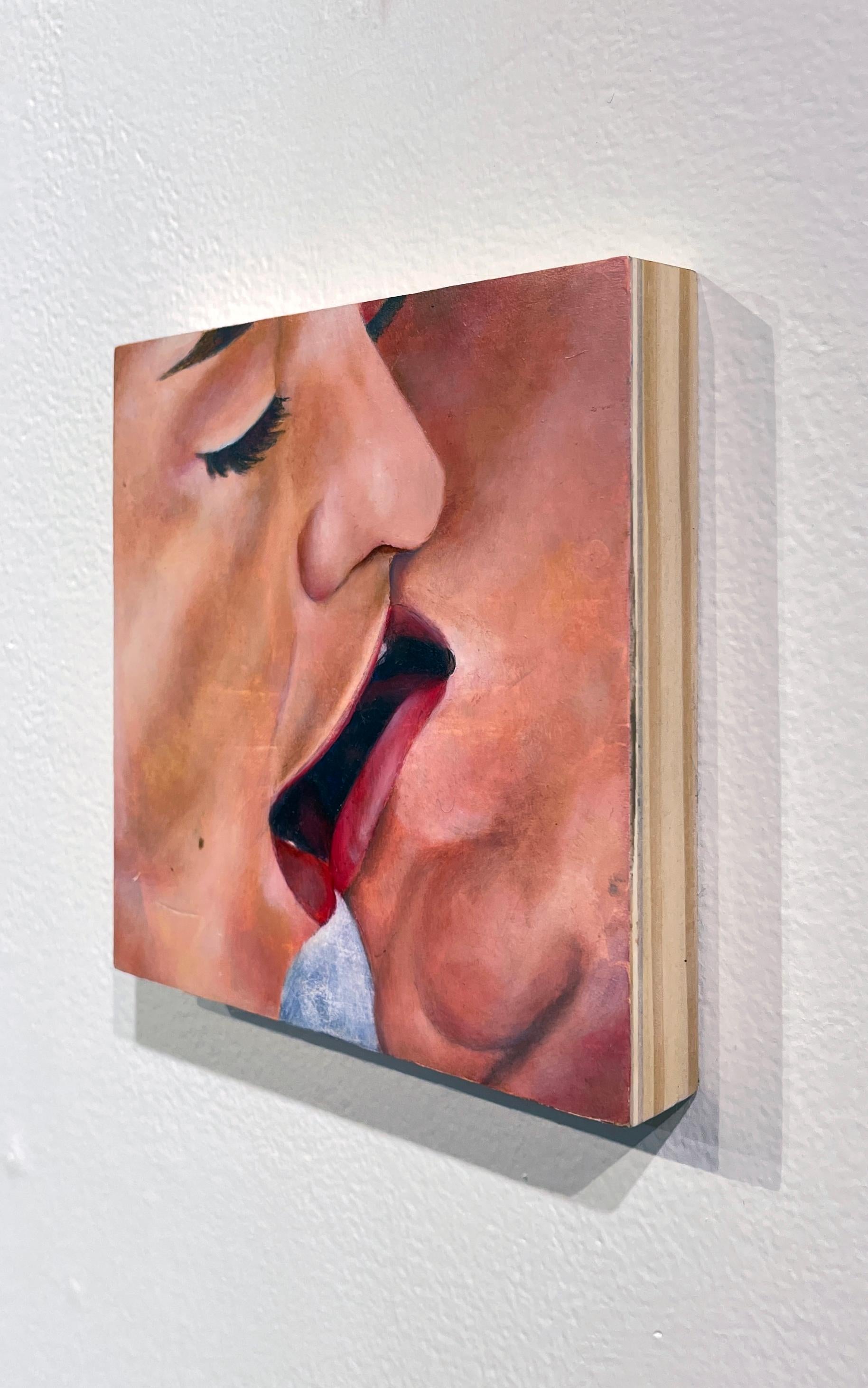 painting of couple kissing