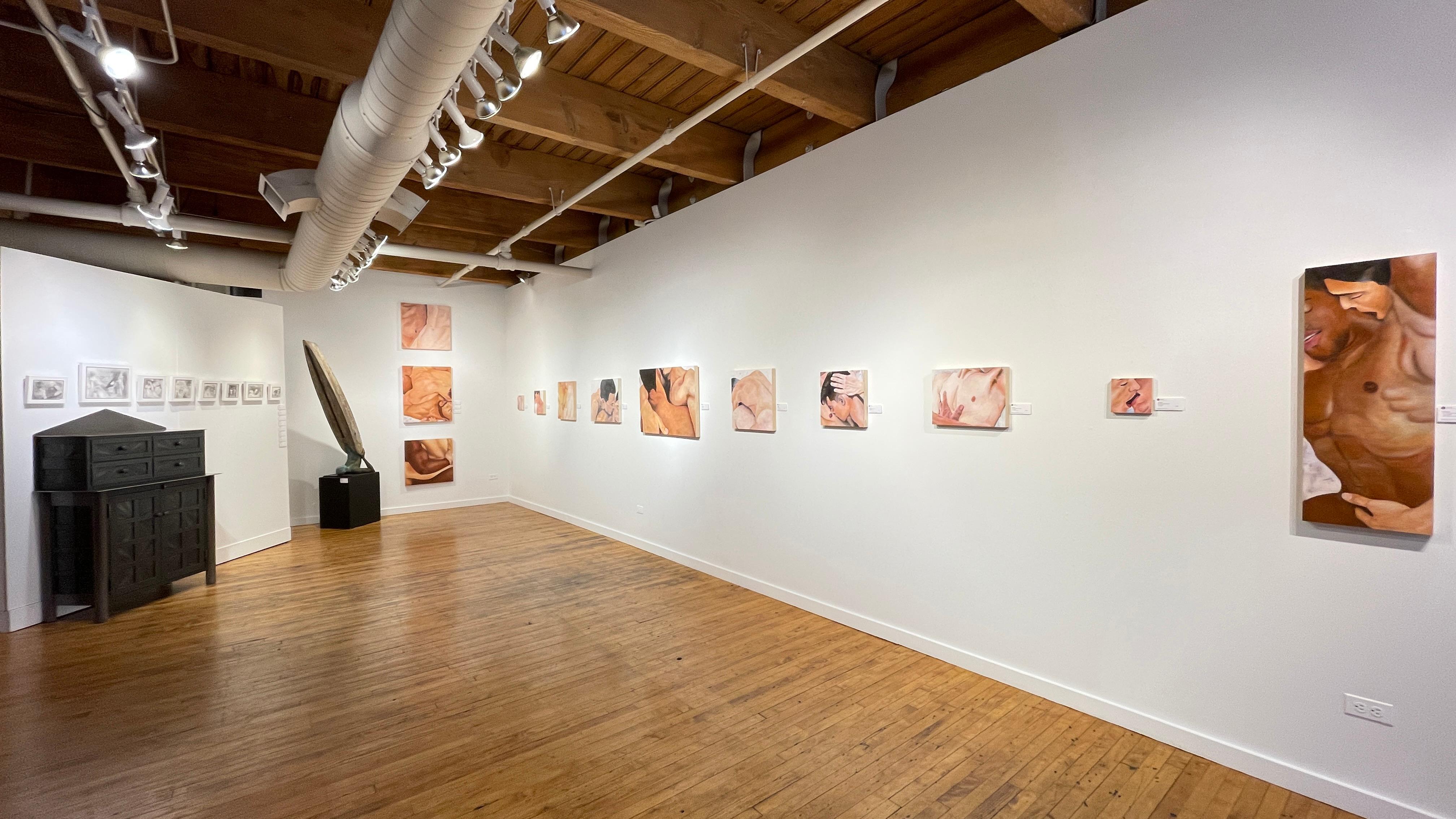 Using pornography as a vehicle for understanding, Rick Sindt's work explores the discovery and development of queer attraction. Sindt transforms pornographic stills, repurposing them into images of intimacy.

Rick Sindt
And Then Comes Wonder
oil on