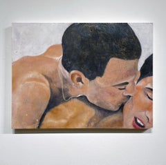 Did I Steal You Away?  - Intimate Painting of a Couple Embracing, Original Oil