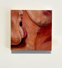 Miedo, Lujuria y Vergüenza  - Pintura íntima de una pareja besándose, Óleo original