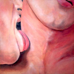 Fear and Lust and Shame  - Intimate Painting of a Couple Kissing, Original Oil