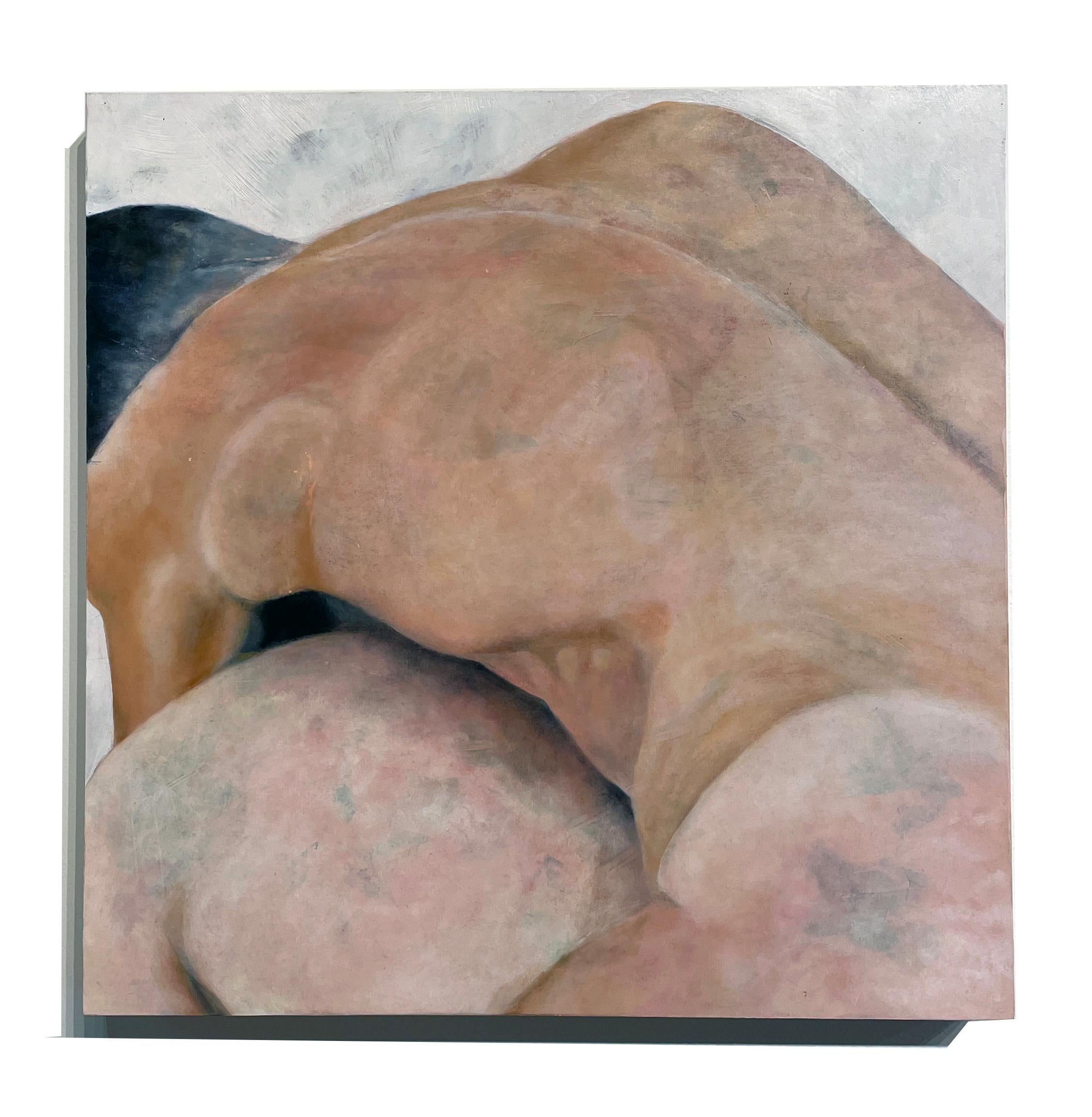 Shield Me - Nude Figures, Intimate Portrayal of a Couple, Original Oil on Panel - Painting by Rick Sindt