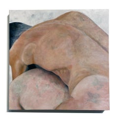 Escúdame - Figuras desnudas, Retrato íntimo de una pareja, Óleo original sobre panel