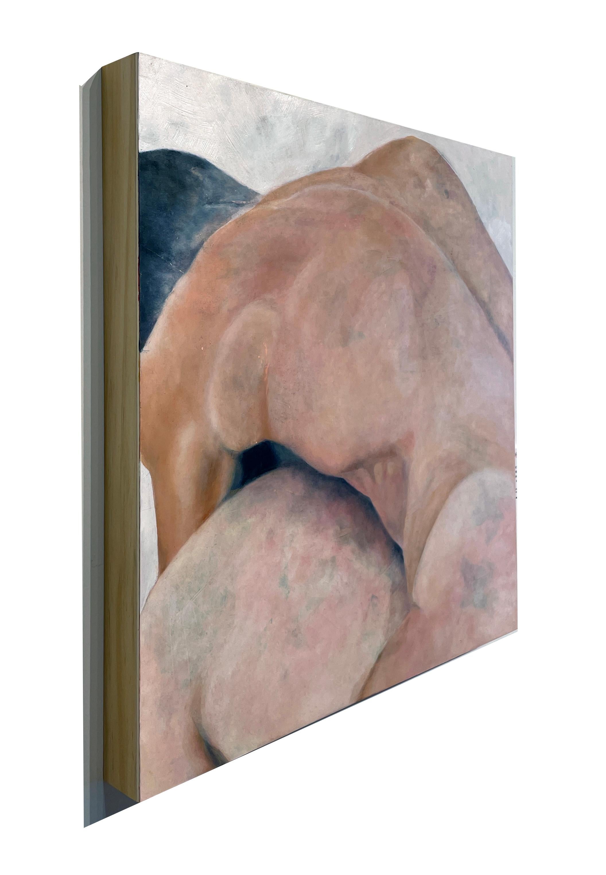 Shield Me - Nude Figures, Intimate Portrayal of a Couple, Original Oil on Panel - Contemporary Painting by Rick Sindt