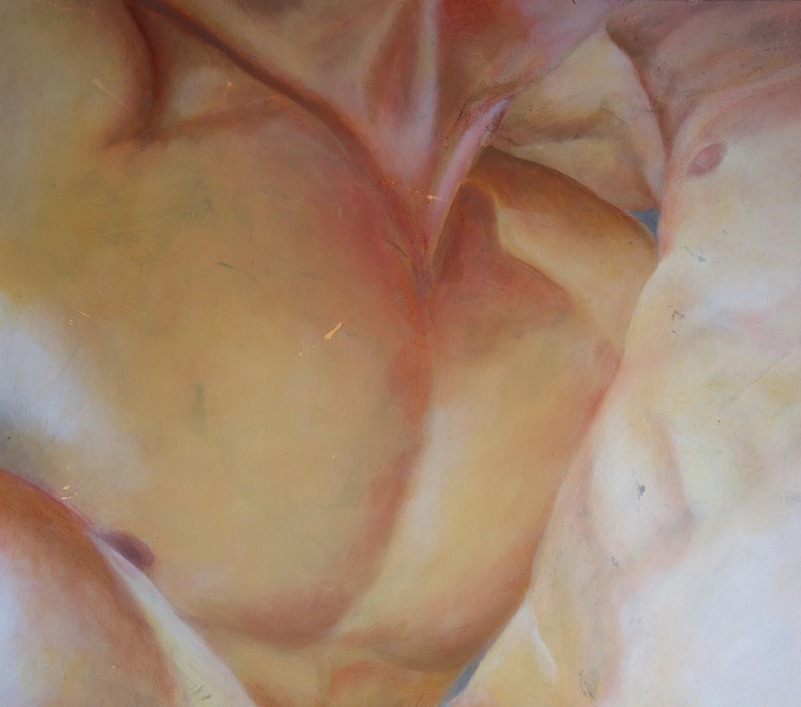 Skin Had Hope - Two Nude Torsos, Entwined, Original Oil on Panel - Painting by Rick Sindt