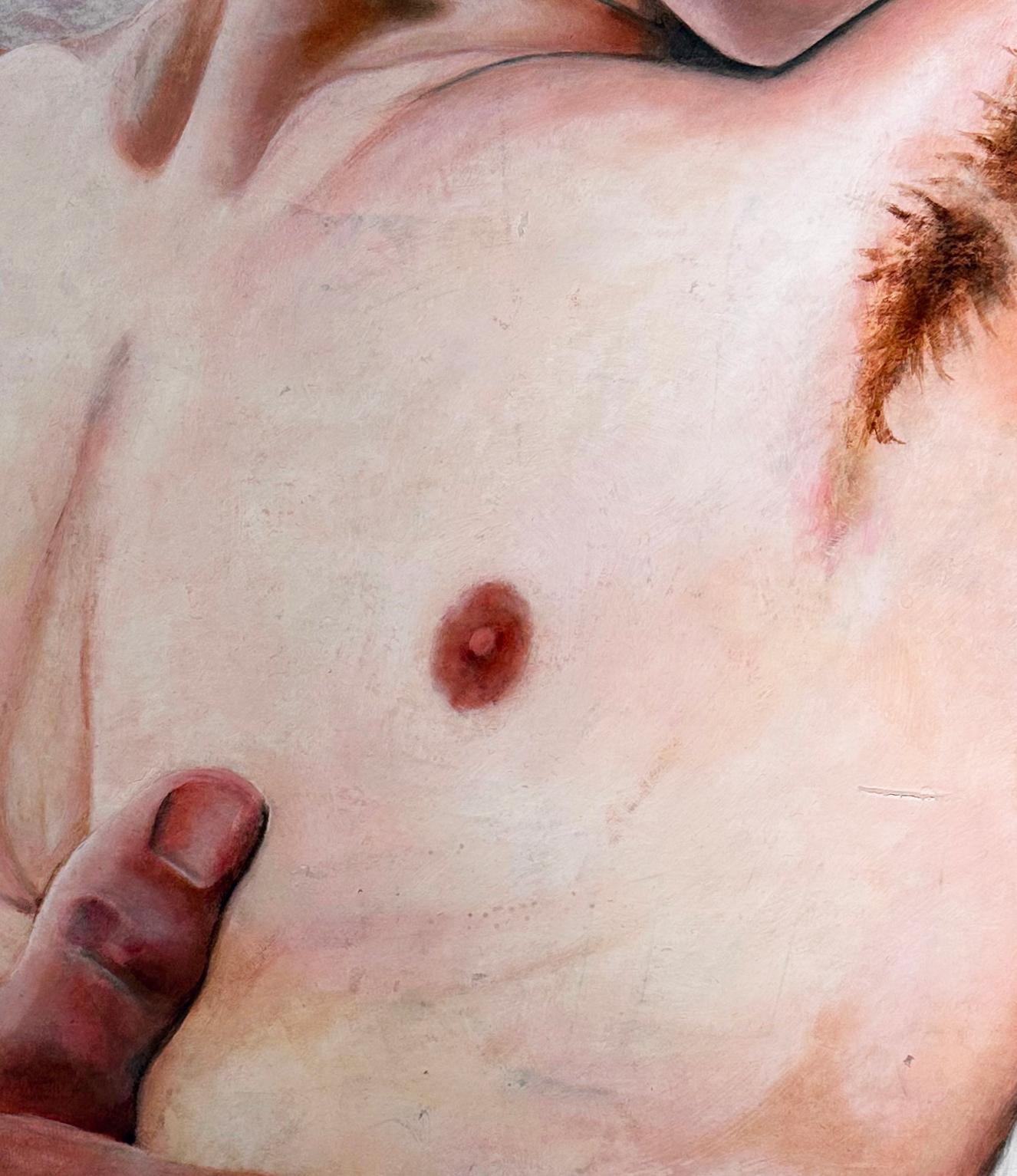Le loro perdite e le loro speranze - Figure nude, ritratto intimo di una coppia - Figurative Painting Beige di Rick Sindt
