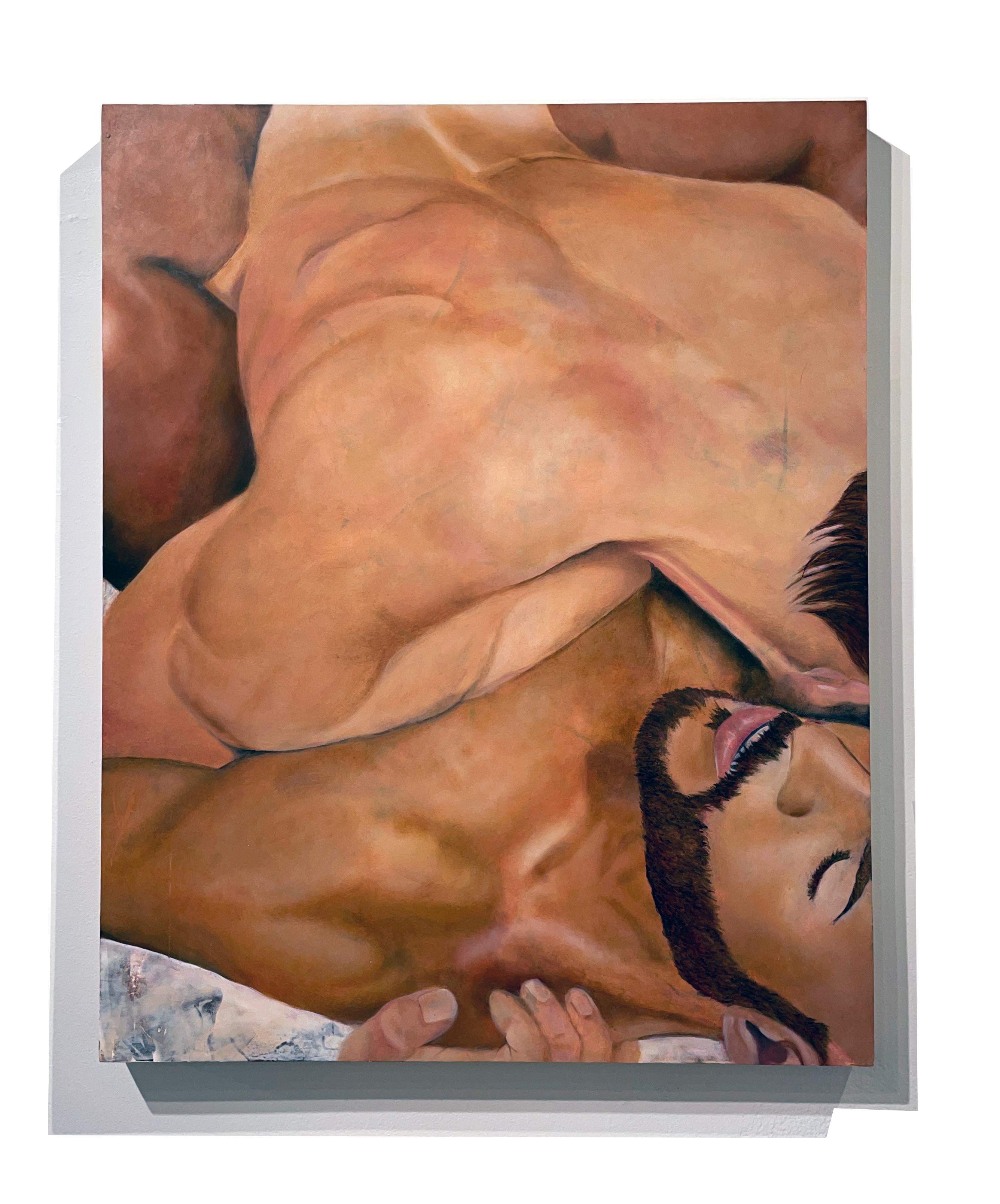 Their Whole Private Selves - Two Nude Bodies Entwined, Original Oil on Panel - Painting by Rick Sindt
