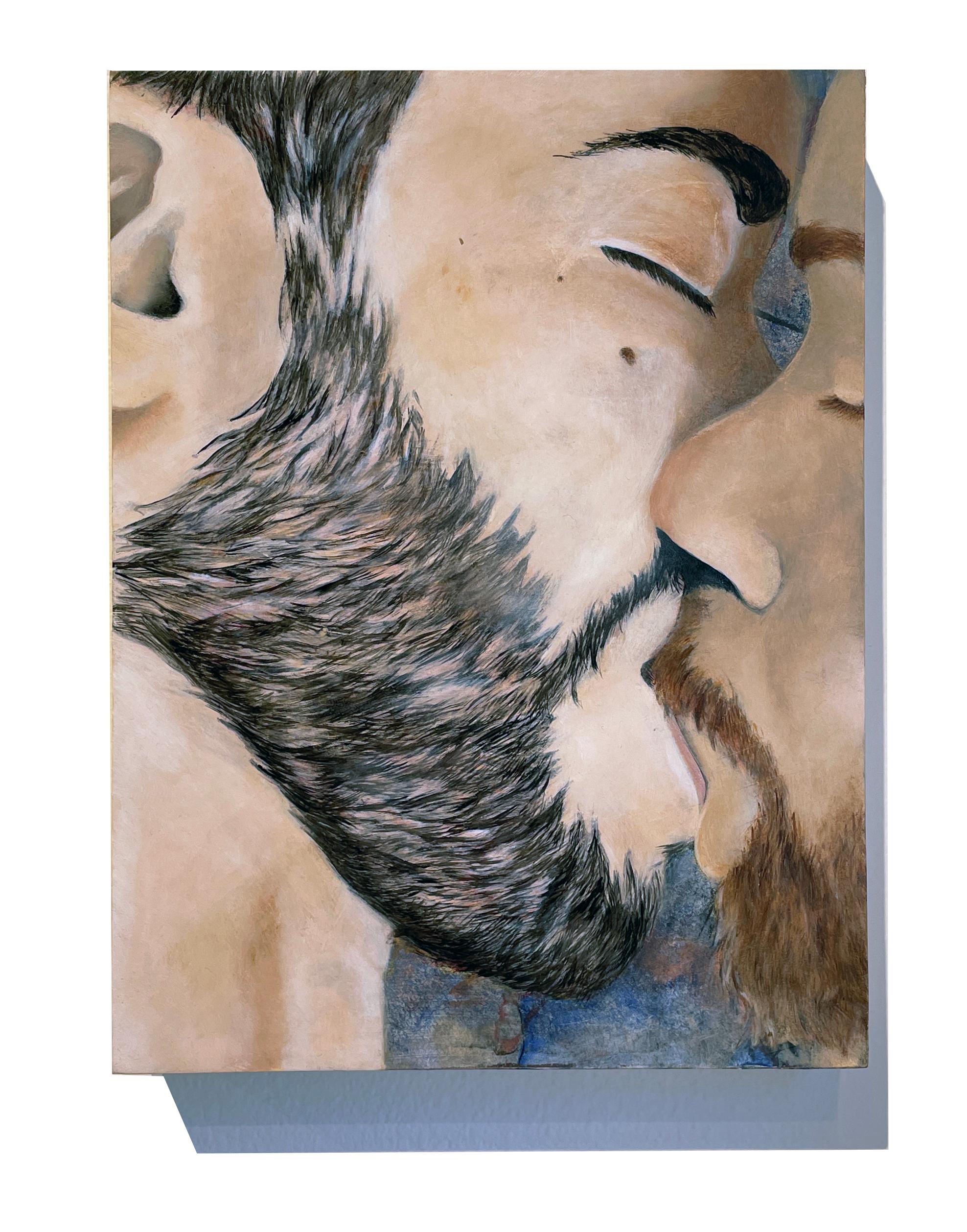 oiled men kissing