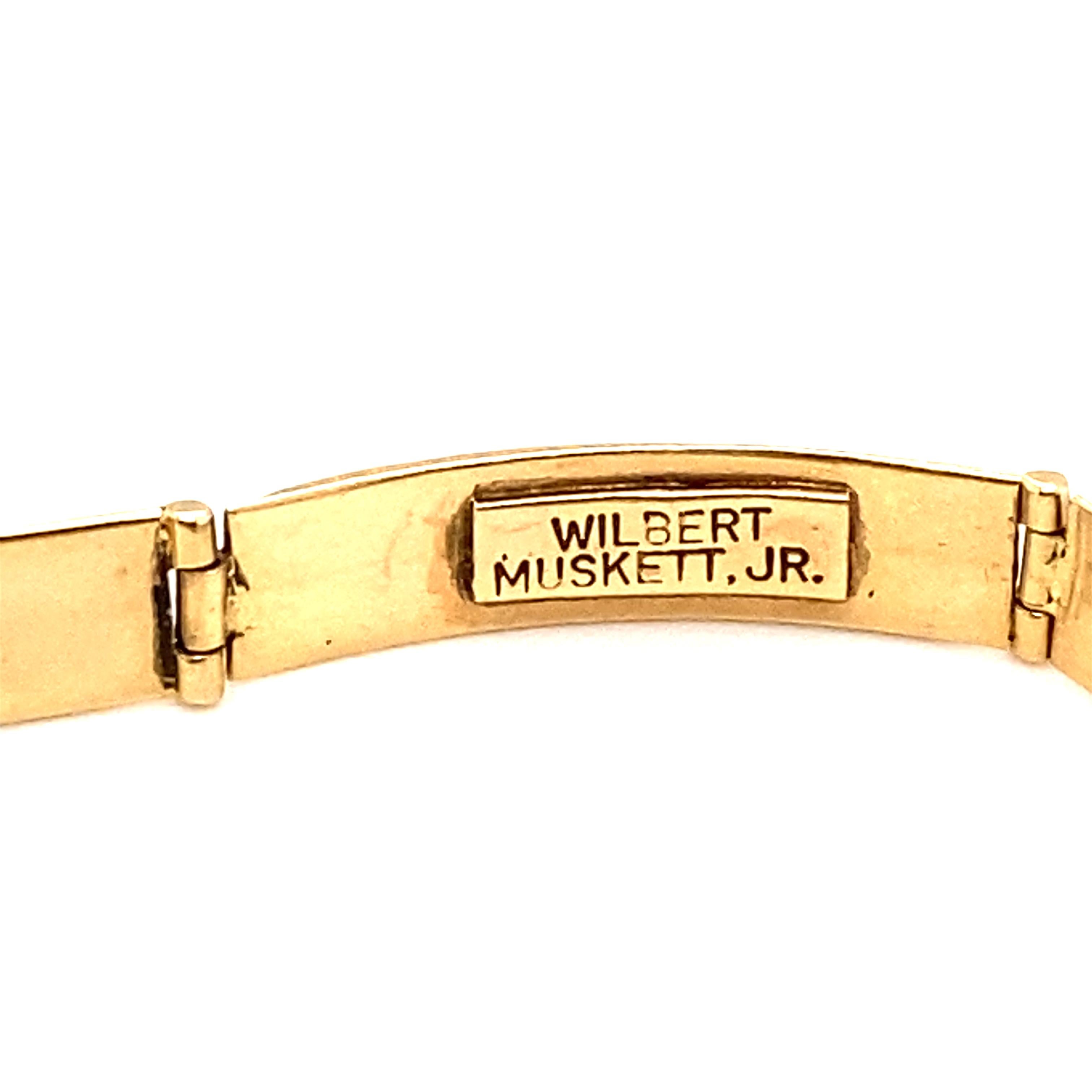 Uncut Rick Tolino / Wilbert Muskett Navajo Opal Inlay Panel Bracelet in 14 Karat Gold