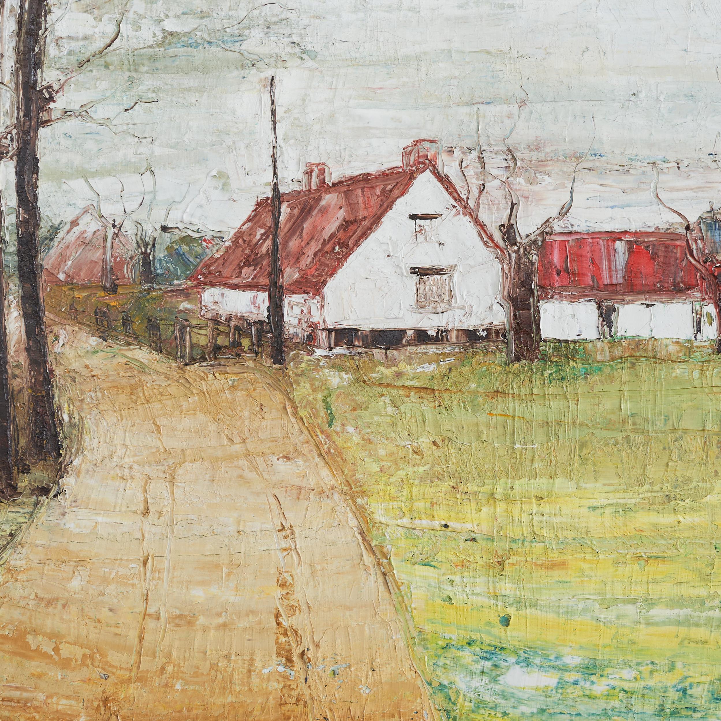 Belgian Rick Tubbax Flemish Landscape Oil on Linen 1950s For Sale