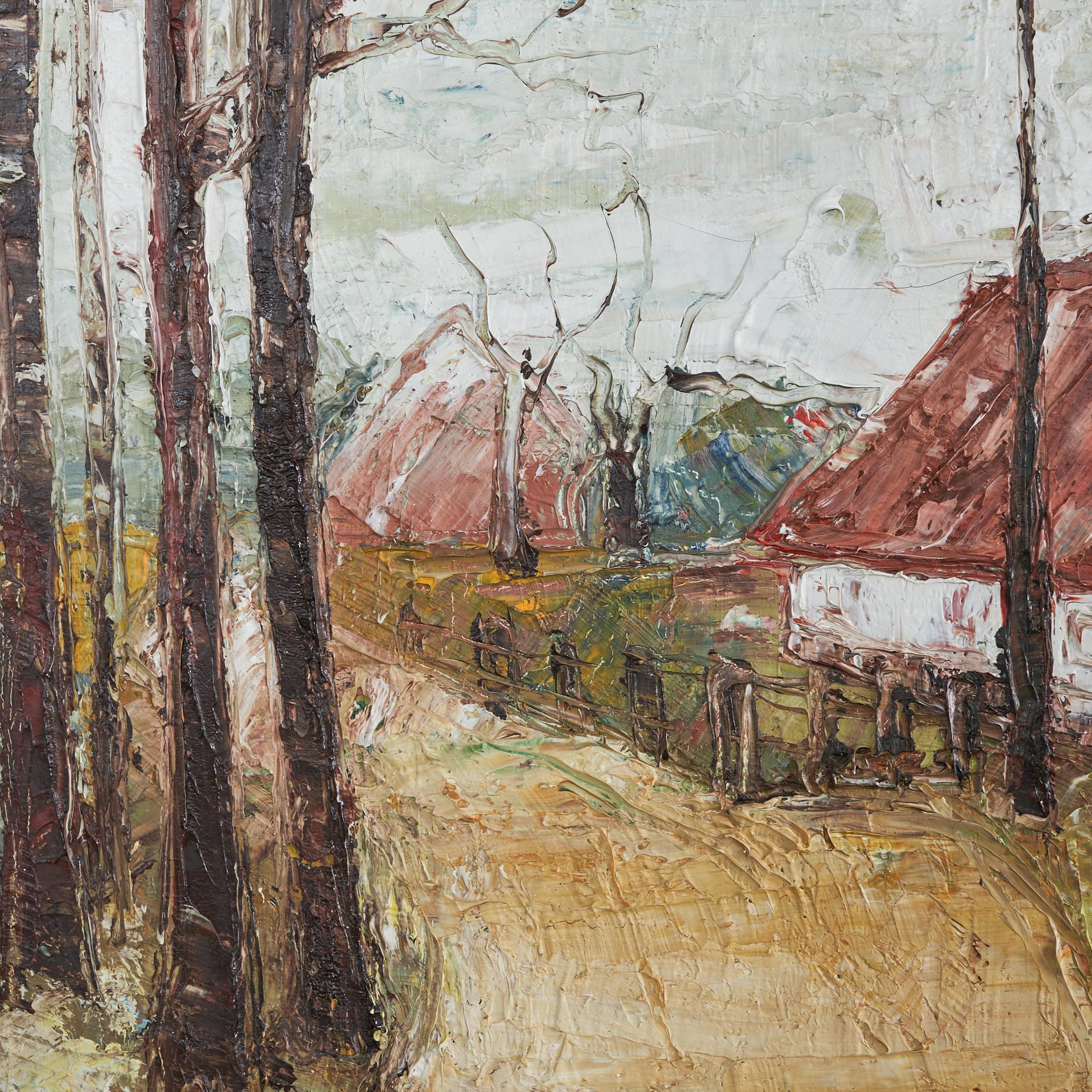Rick Tubbax Flemish Landscape Öl auf Leinen 1950er Jahre (Handbemalt) im Angebot