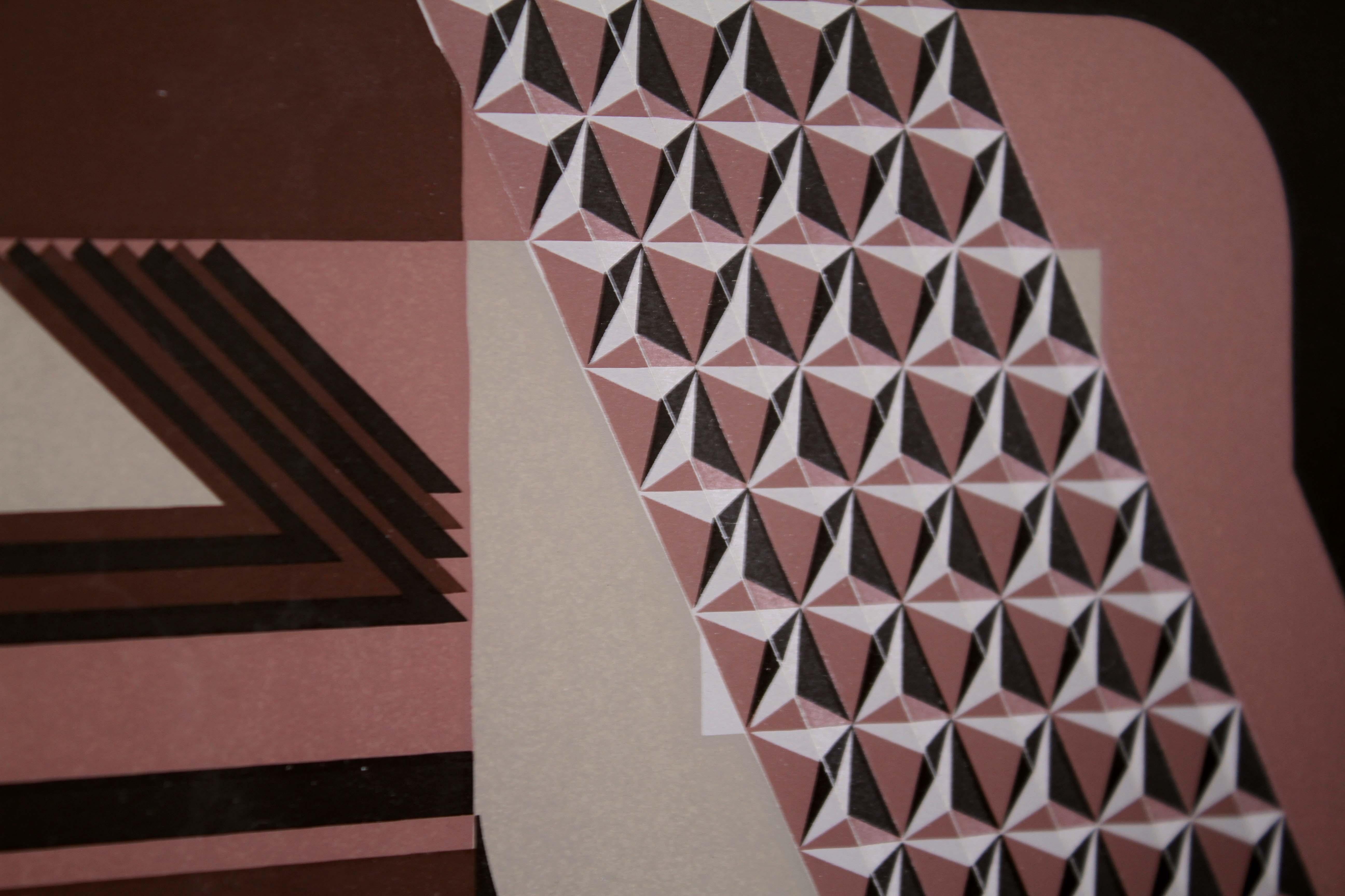 Paper Rick Tunkel Postmodern Op Art Abstract Geometric 3D Serigraph 35/250 Framed 1981 For Sale