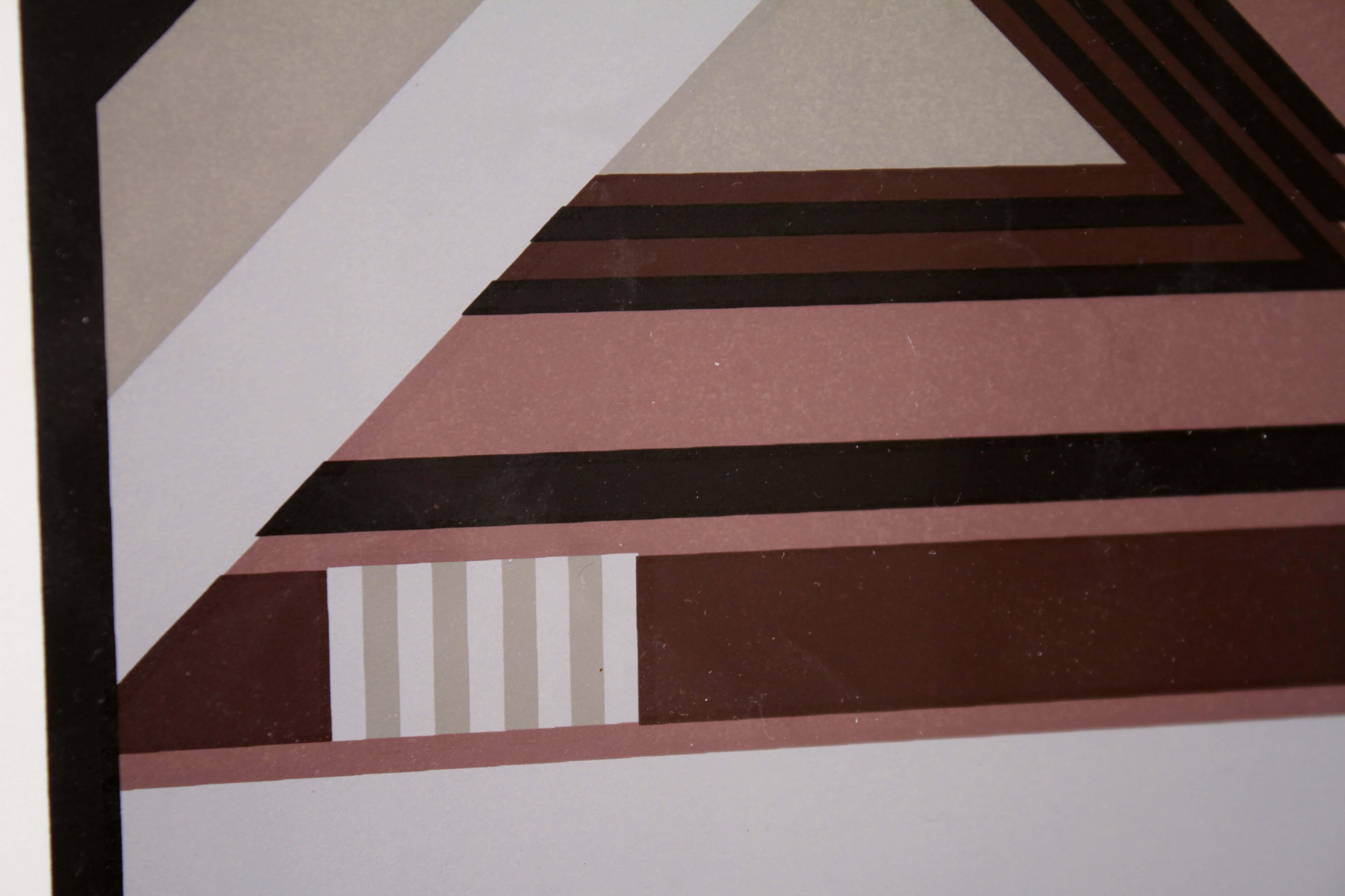 Rick Tunkel Postmodern Op Art Abstract Geometric 3D Serigraph 35/250 Framed 1981 For Sale 1