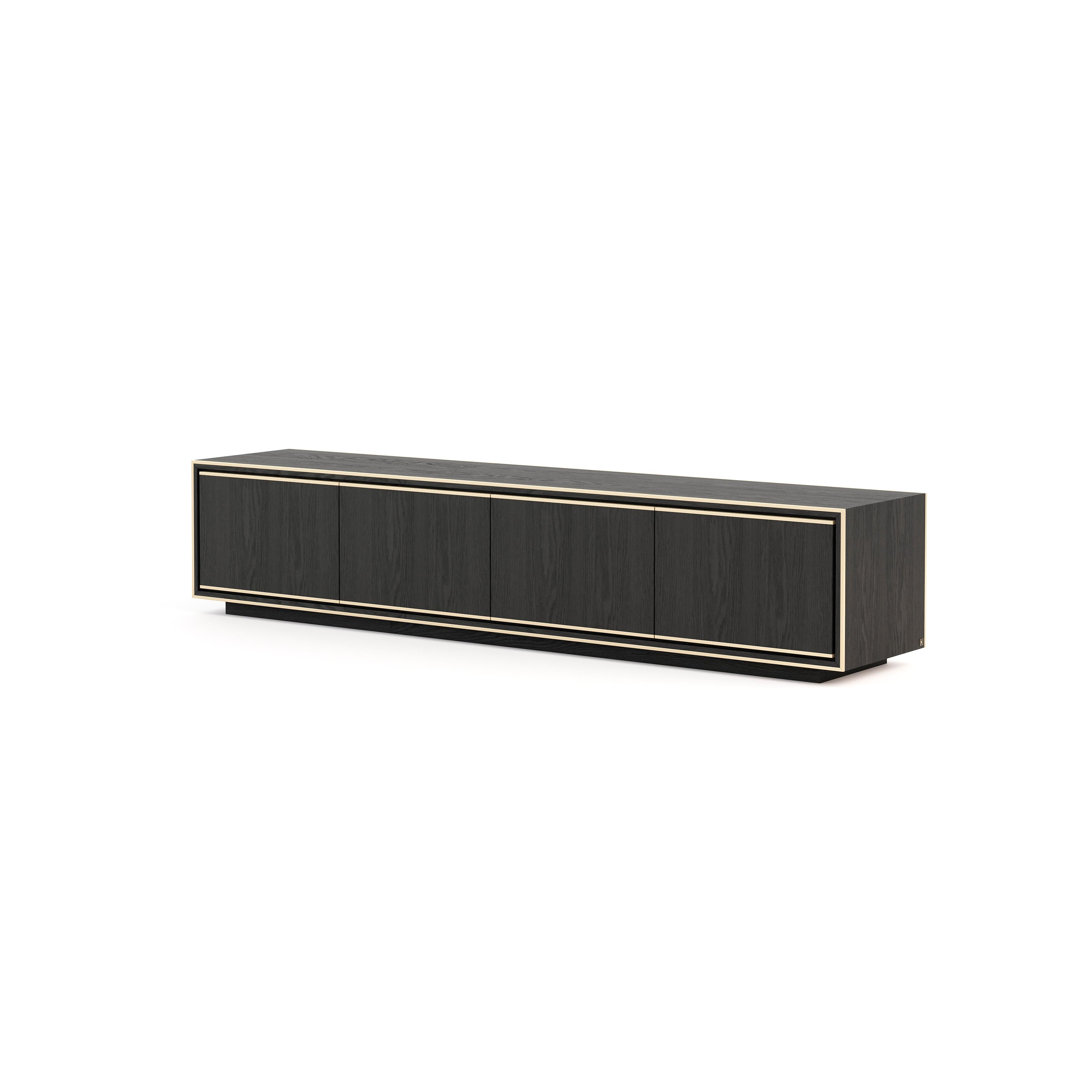 Rick TV cabinet is somewhere between functionality and beauty, modern and classic. This cabinet storage with a set of four doors and metallic details can be customized. A versatile piece for contemporary living rooms or master bedrooms.

*