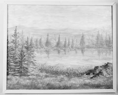 Vintage American Impressionist Landscape  "Gray and White Mistey Morning " 1970