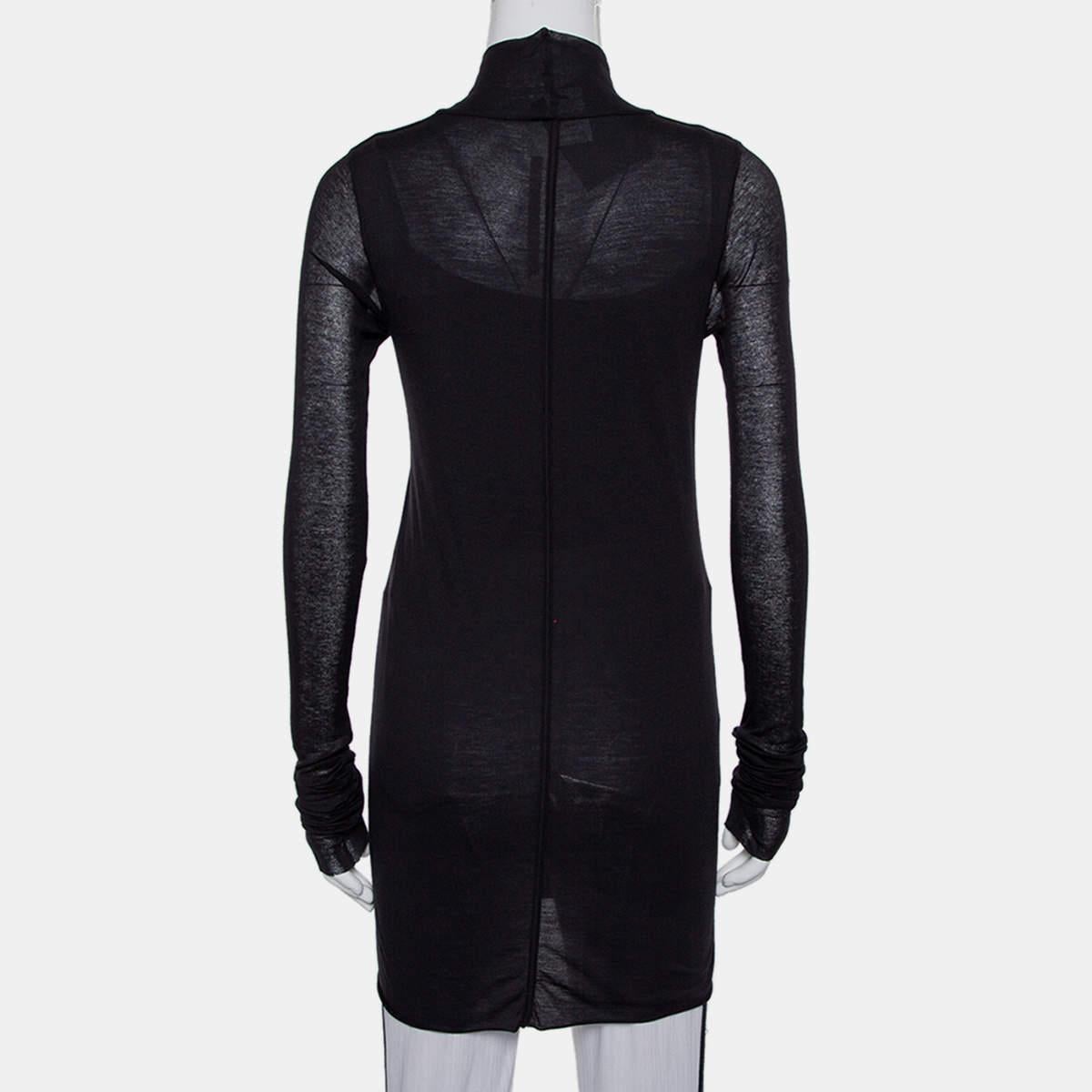 Rickowenslilies Black Knit turtleneck Long Sleeve Mini Dress M In New Condition For Sale In Dubai, Al Qouz 2