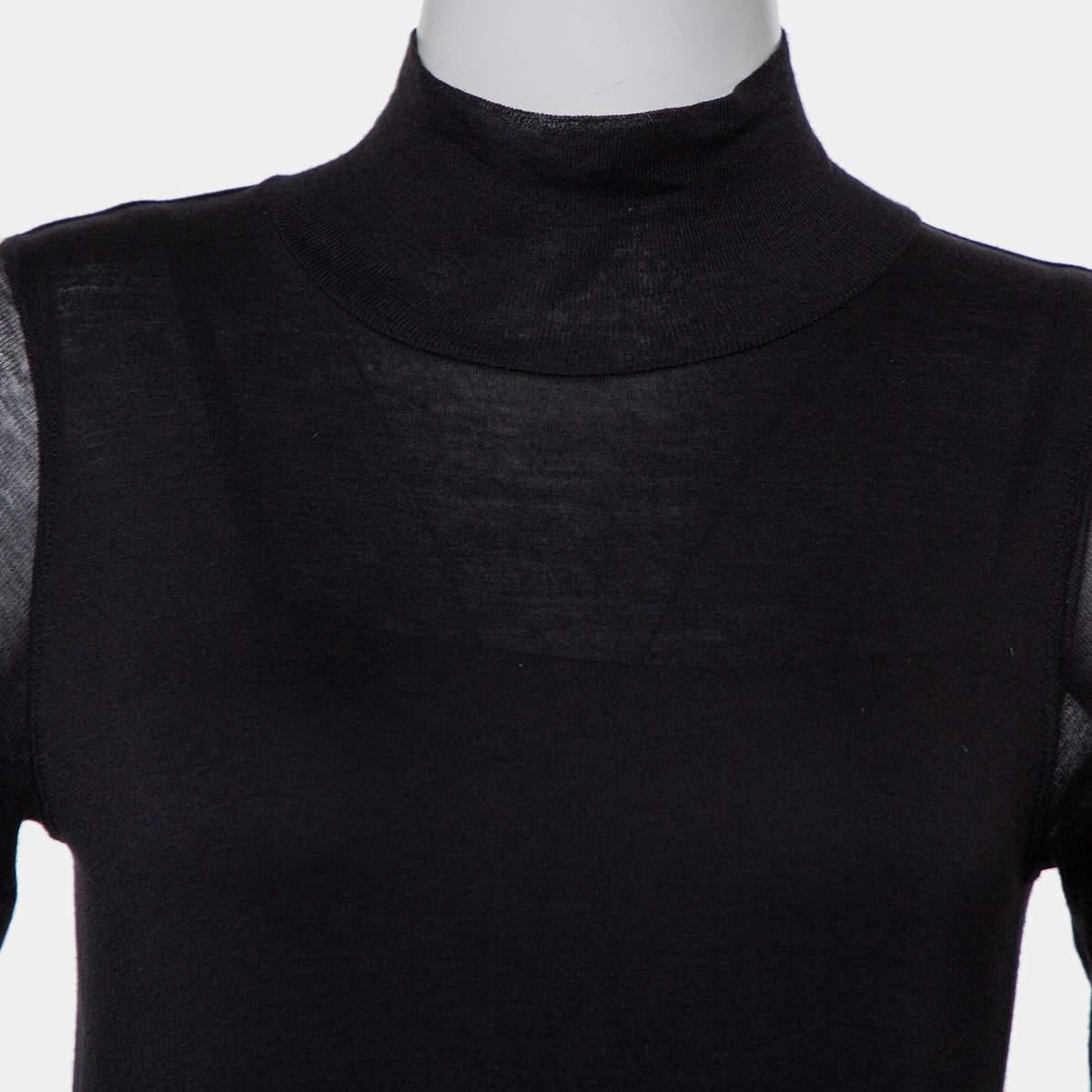 Rickowenslilies Schwarzes langärmeliges Rollkragenpullover-Minikleid aus Strick M Damen im Angebot
