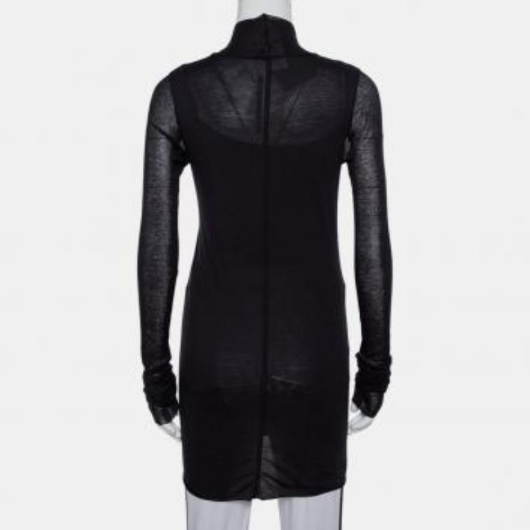 Rickowenslilies Black Knit turtleneck Long Sleeve Mini Dress M For Sale 5