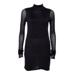 Rickowenslilies Black Knit turtleneck Long Sleeve Mini Dress M