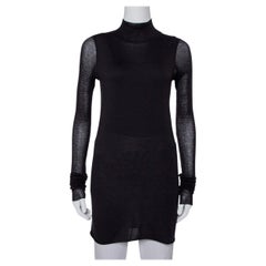 Rickowenslilies Black Knit turtleneck Long Sleeve Mini Dress M