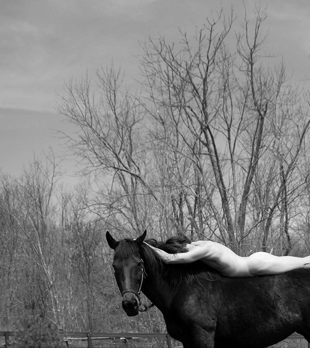 Caballero. From The series Horse and Dancer. Male Nude  B & W photograph - Photograph by Ricky Cohete