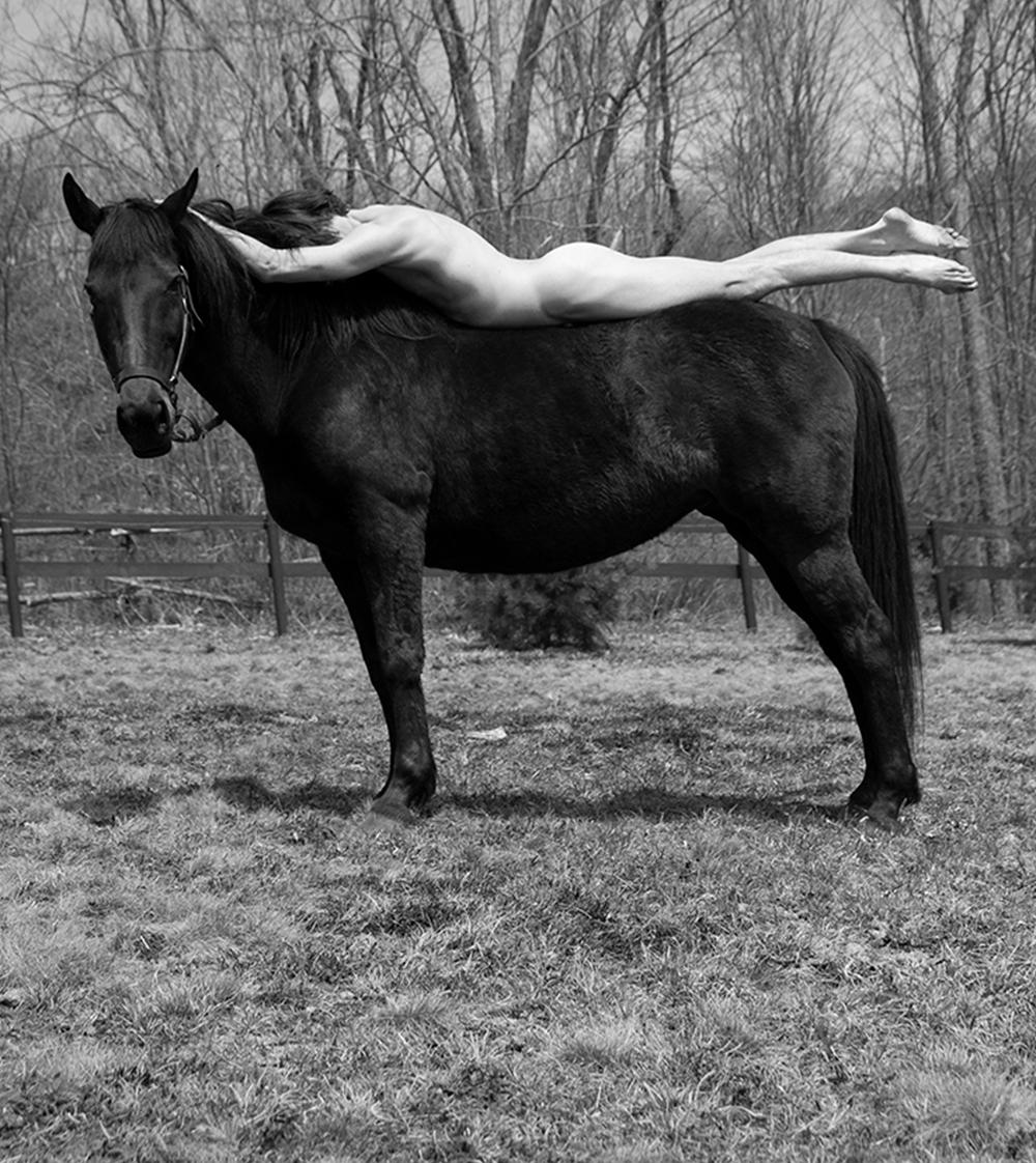 Caballero. From The series Horse and Dancer. Male Nude  B & W photograph - Gray Black and White Photograph by Ricky Cohete