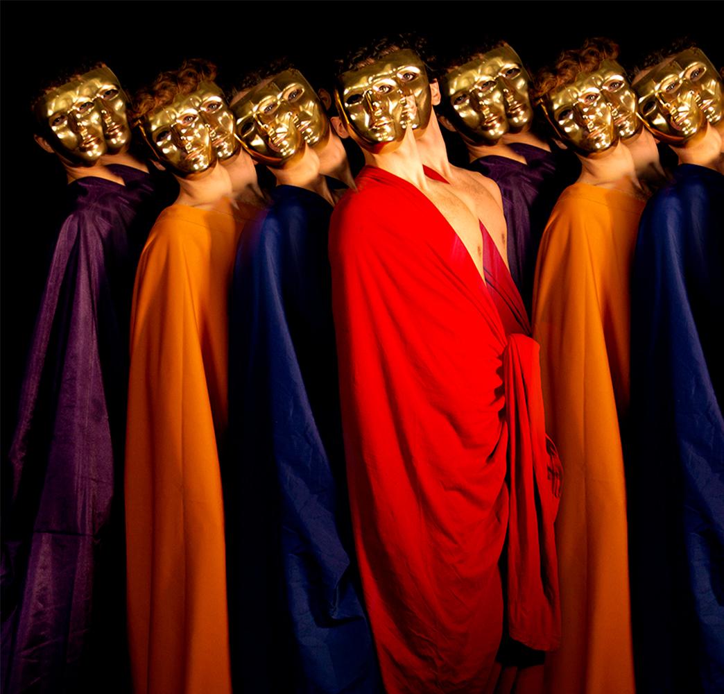 Caballeros de Oro. The series danza de las naranjas. Figurative Color photograph - Photograph by Ricky Cohete