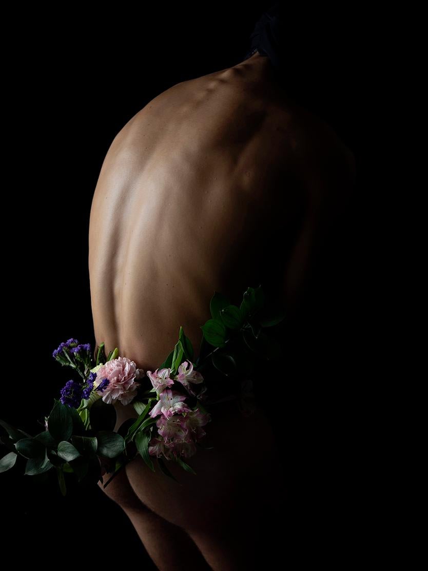 Flora.  Nude. Limited Edition Color Photograph - Black Nude Photograph by Ricky Cohete