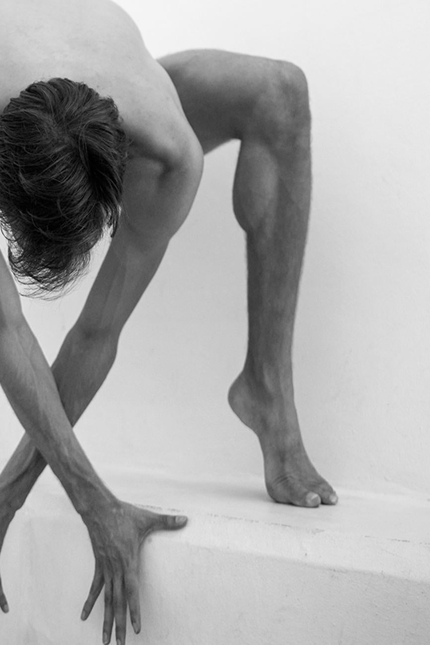 Folding man, Two. Motion Series. Male Nude. Black and White Photograph For Sale 3